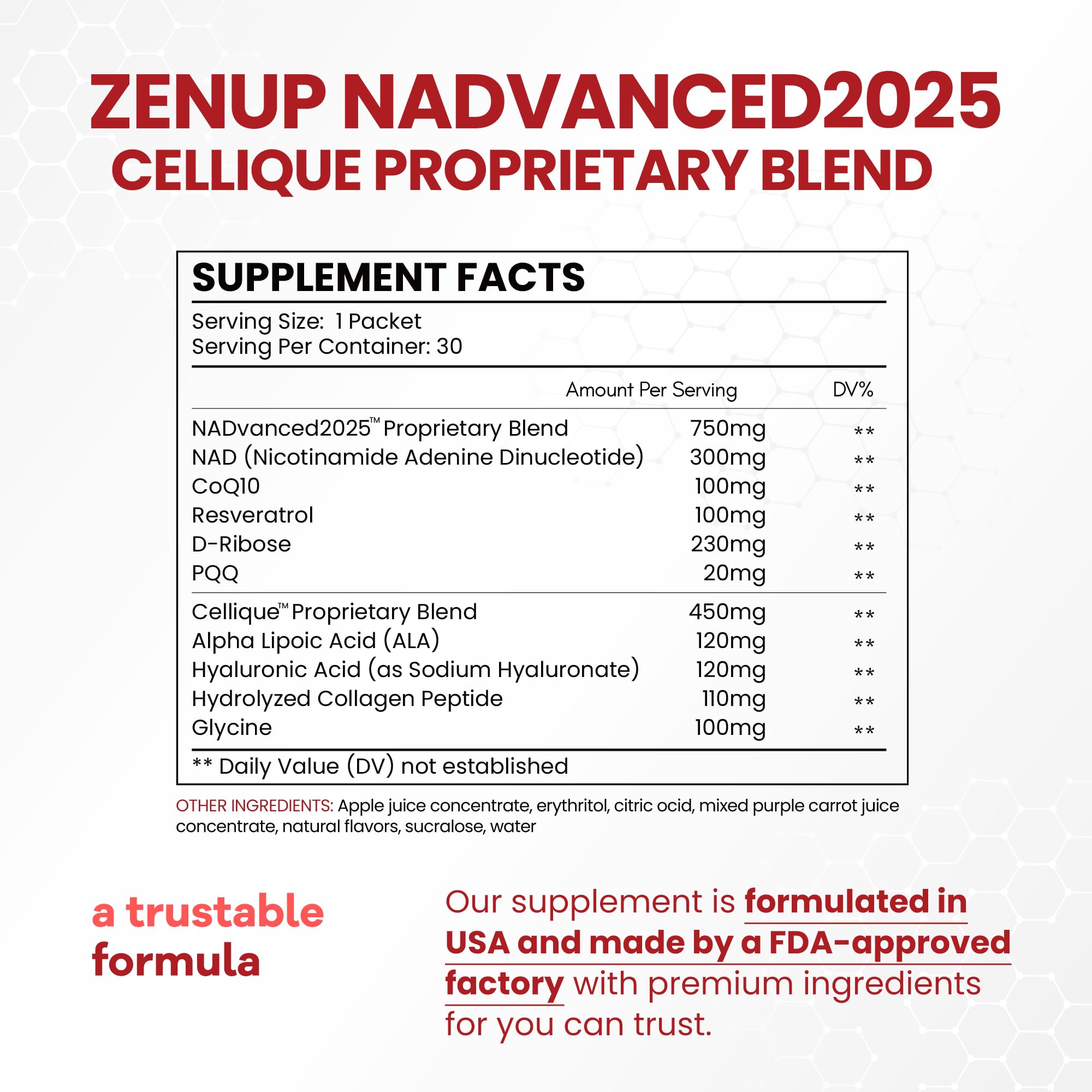 ZenUP Liquid NAD, Extra Strength 1,200mg NAD+ Supplement with CoQ10, Resveratrol, D-Ribose & PQQ for Men & Women, Natural NAD+ Stick for Anti-Aging, Energy, Focus - 30 Packets ZenUP Au supplements