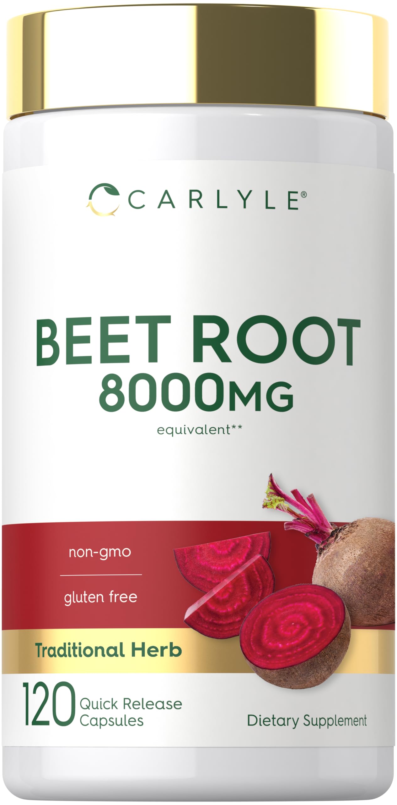 Carlyle Beet Root Capsules | 120 Count | Quick Release Capsules | Non-GMO and Gluten Free Supplement