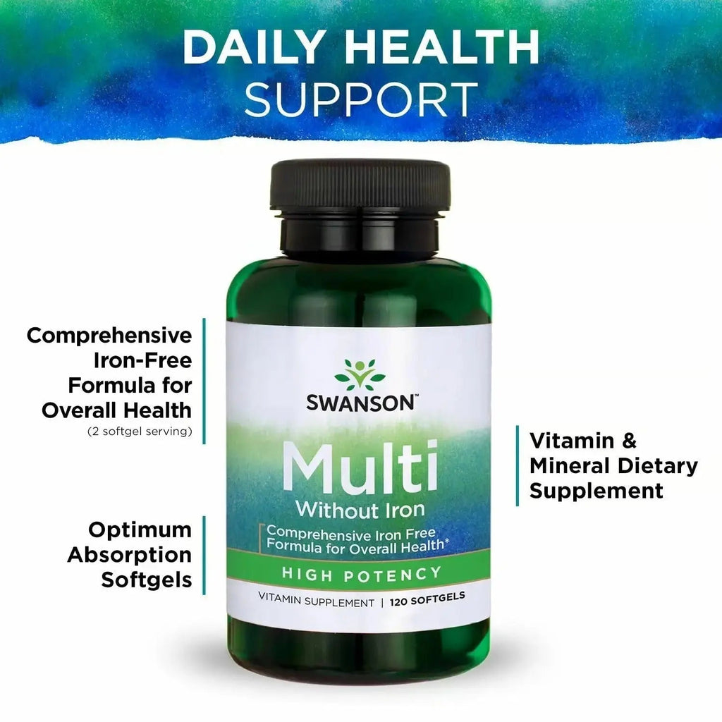 Swanson Multi Without Iron Multivitamin Health Supplement Iron-Free Formula 120 Softgels Sgels (2 Pack) Swanson Au supplements