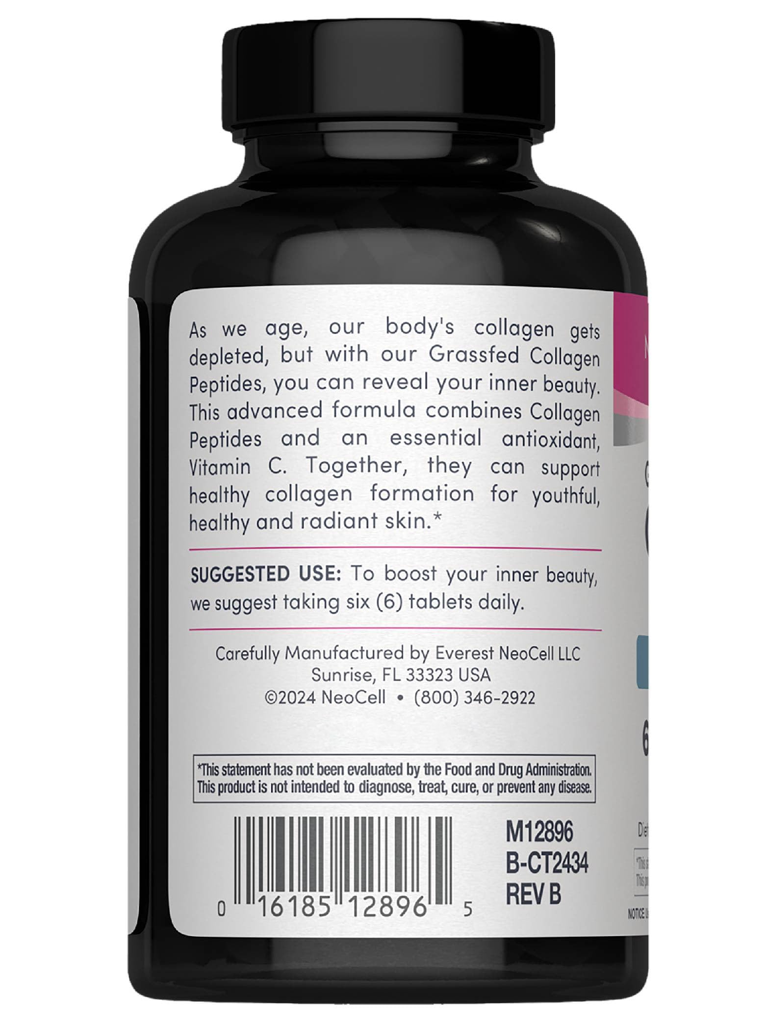 NeoCell Collagen Peptides | 250 Tablets | with Vitamin C | Grassfed Supplement | Hair, Skin, & Nails | for Women and Men