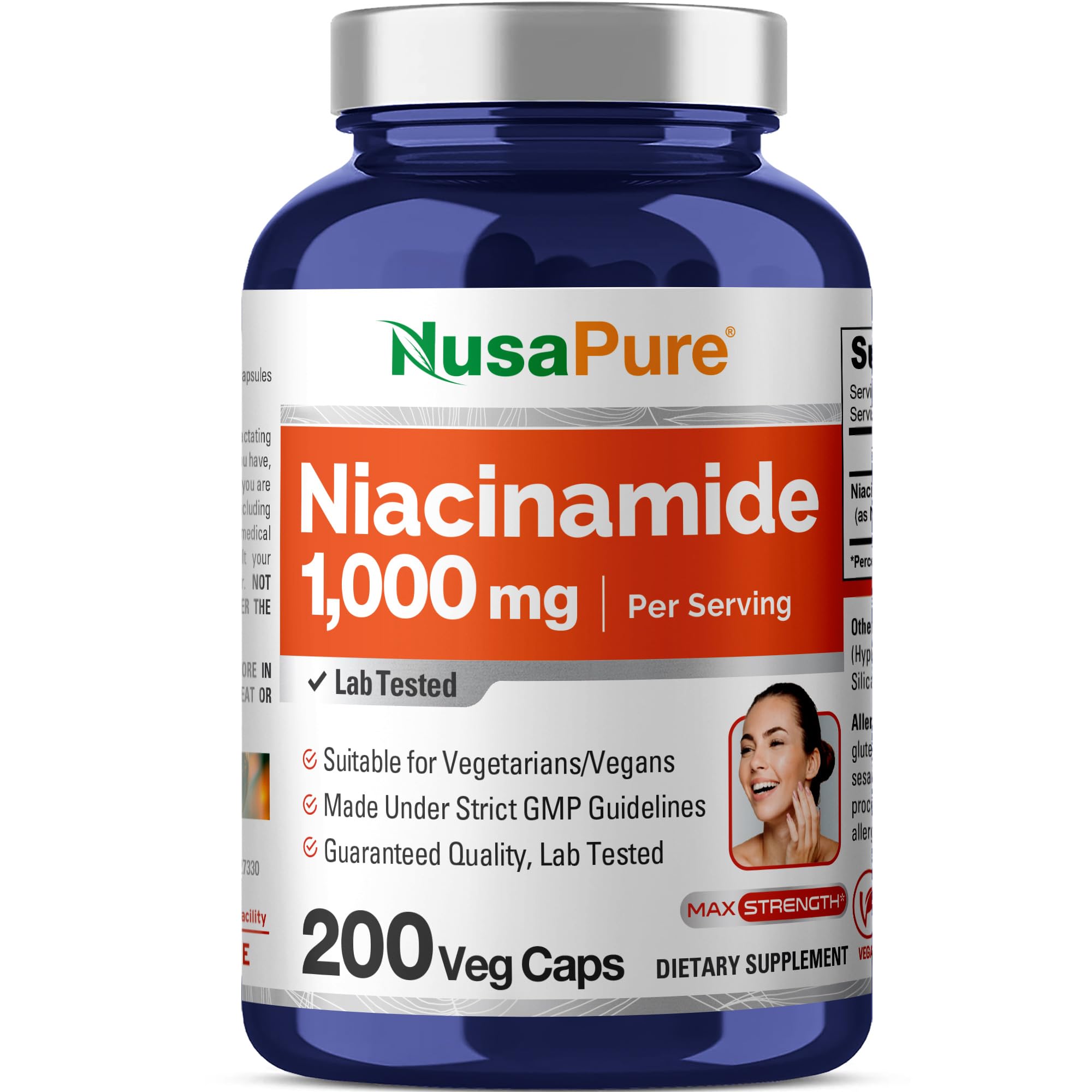 NusaPure Niacinamide 1000mg 200 Veggie Capsules (Non-GMO, Vegan) Flush Free NusaPure Au supplements