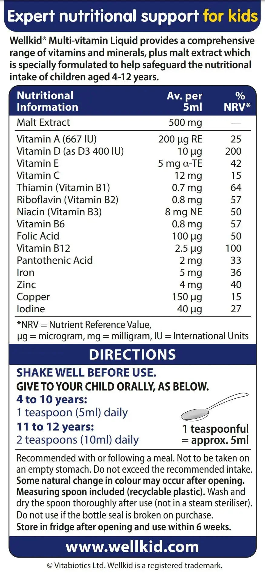 Wellkid by Vitabiotics Multi-Vitamin Liquid 150ml Wellkid Au supplements