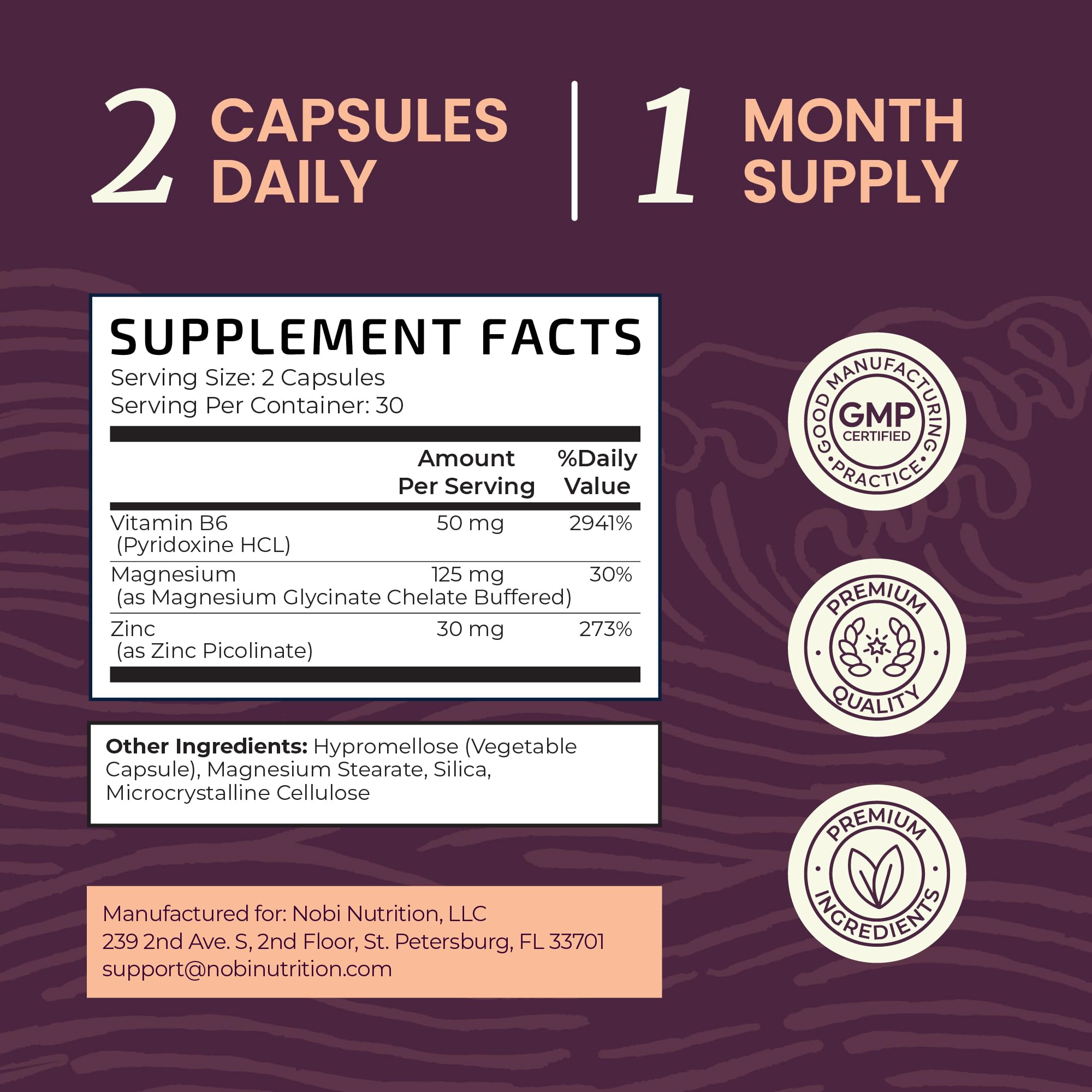 Zinc and Magnesium Supplement with Vitamin B6 | Women’s Hormone Balance, Menstrual Cycle & Immune Support | High Absorption Chelated Magnesium Glycinate with Zinc Picolinate and VIT B6 | 60 Ct Nobi Nutrition Au supplements