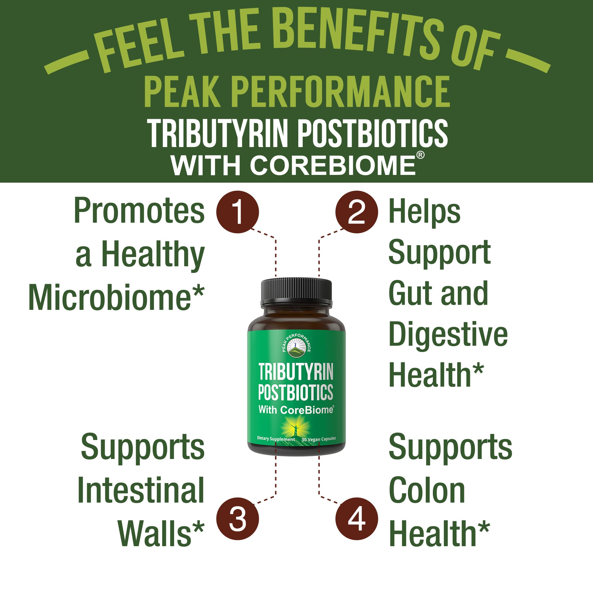 CoreBiome Tributyrin Postbiotic Supplement Clinically Tested for Gut Health. More Effective Than Sodium Butyrate Capsules. High Bioavailability Post Biotics for Digestive, Leaky Gut, Colon, Microbiome Peak Performance Au supplements