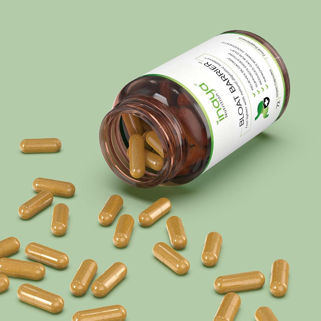 Inaya Nutrition BloatBarrier 72 Capsules - Natural Digestion and Bloating Supplement for Stomach Bloating Relief, Gas Reduction, and Improved Bowel Movements