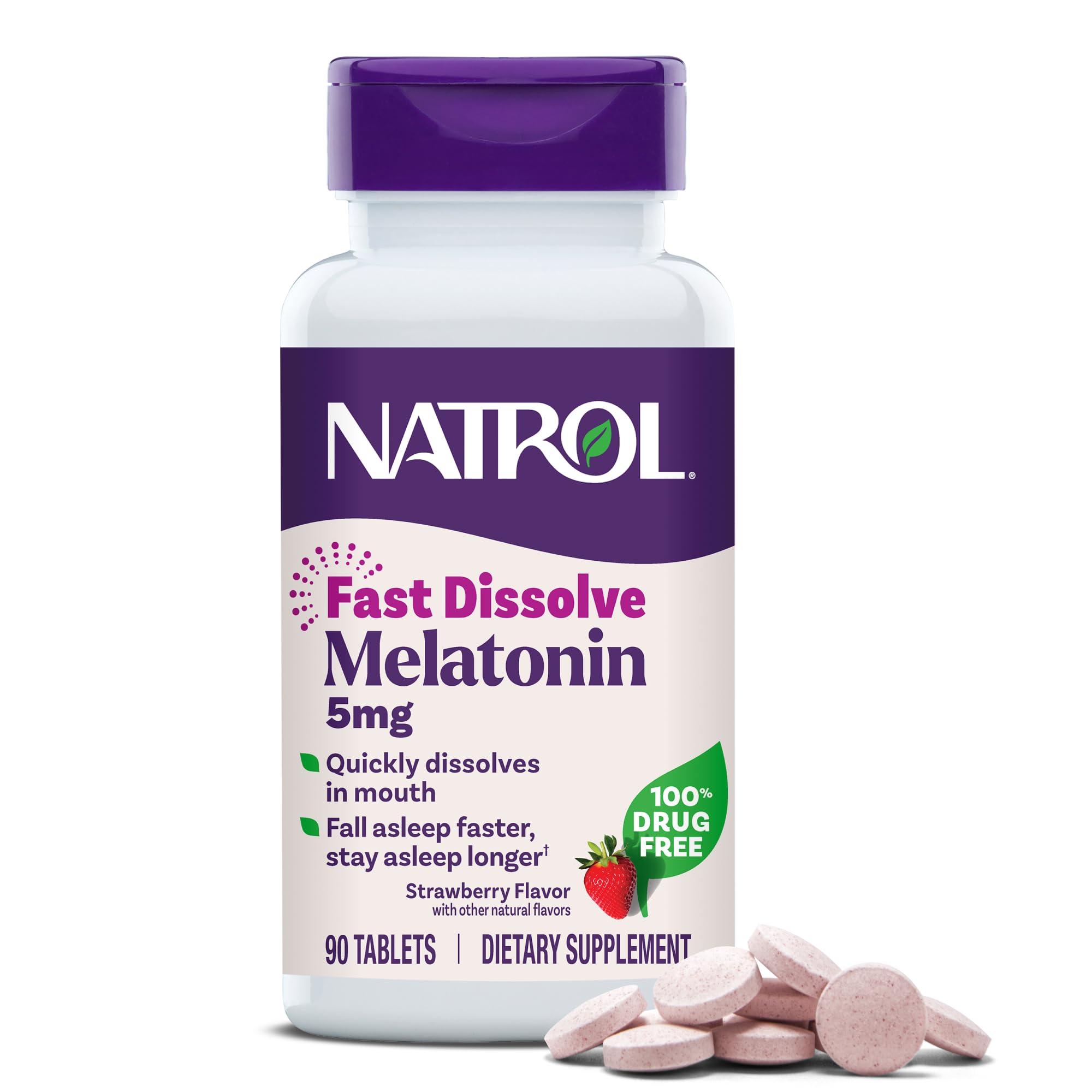 Natrol 5mg Fast Dissolve Tablets Melatonin Strawberry Flavor
