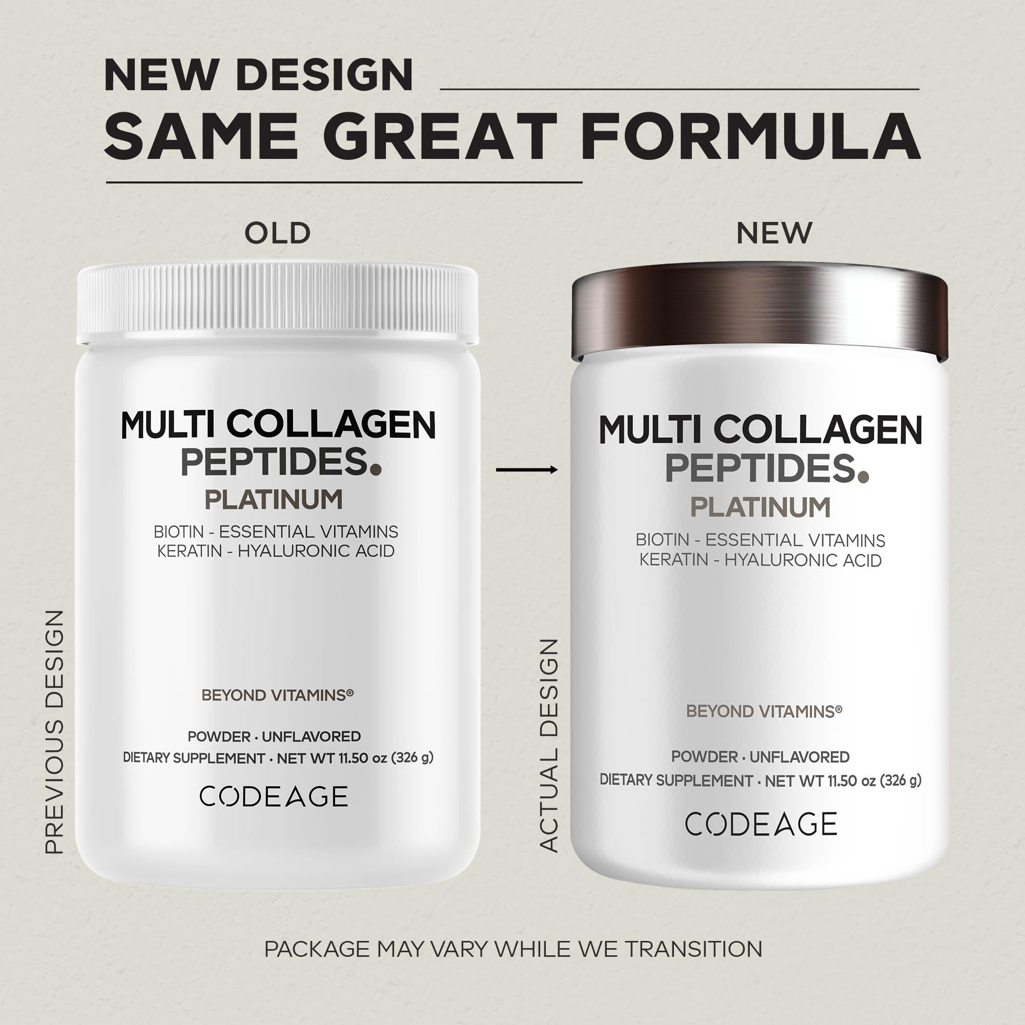 Codeage Multi Collagen for Women & Men Biotin 10000mcg Keratin, Protein Powder Vitamin C B6 D3, Hyaluronic Acid, Niacin - Hydrolyzed Collagen Coffee Creamer 5 Types - Unflavored - Non-GMO - 11.5oz Codeage Au supplements