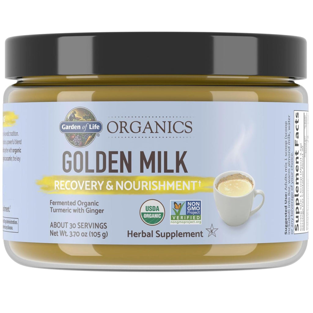 Garden of Life Organics Golden Milk Recovery & Nourishment Powder - 44mg Turmeric Curcumin (95% Curcuminoids), Ashwagandha - Organic Non-GMO Vegan & Gluten