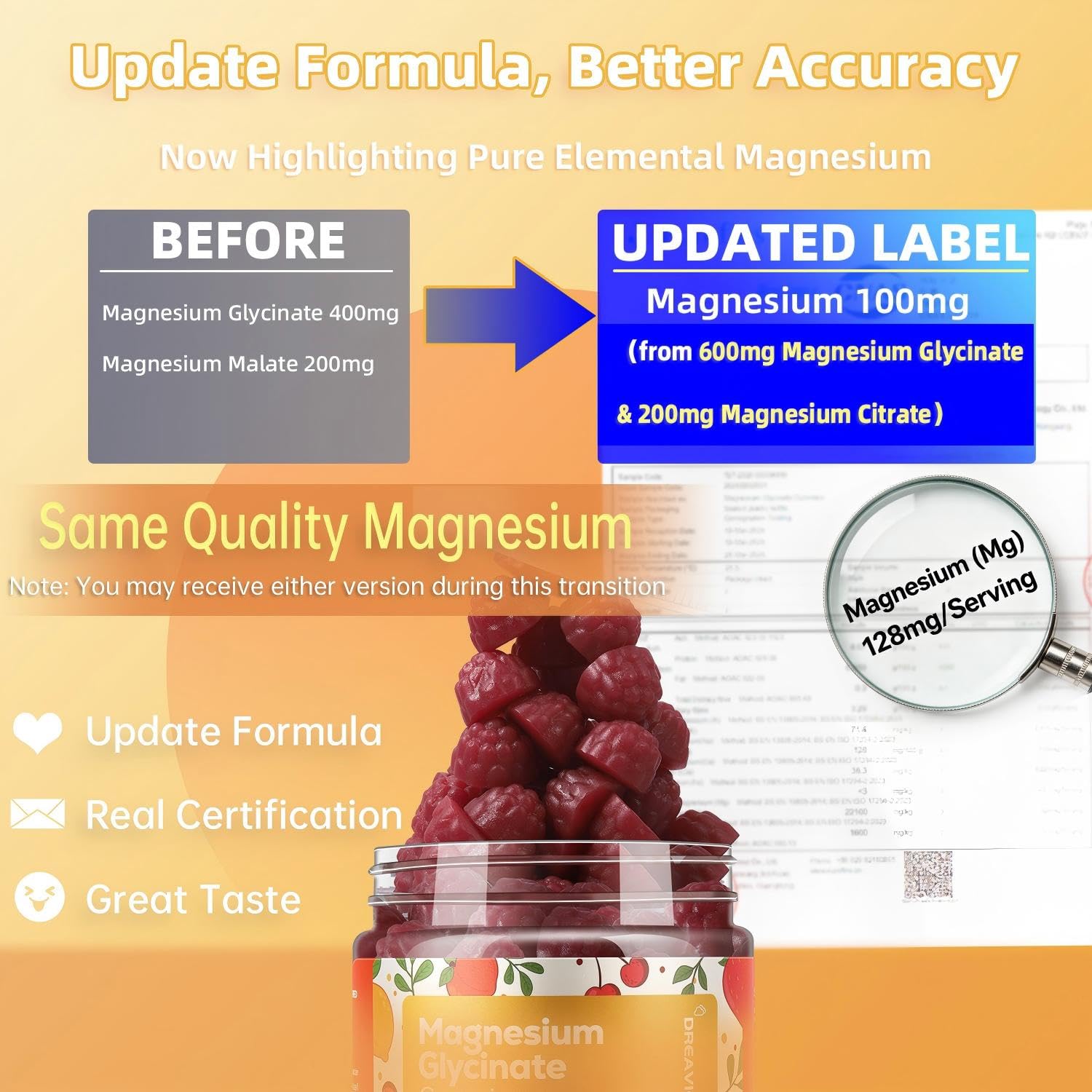 DREAVIO 90 Count Magnesium Glycinate Gummies w/Ashwagandha Supplement - Sugar Free Zinc Magnesium Glycinate