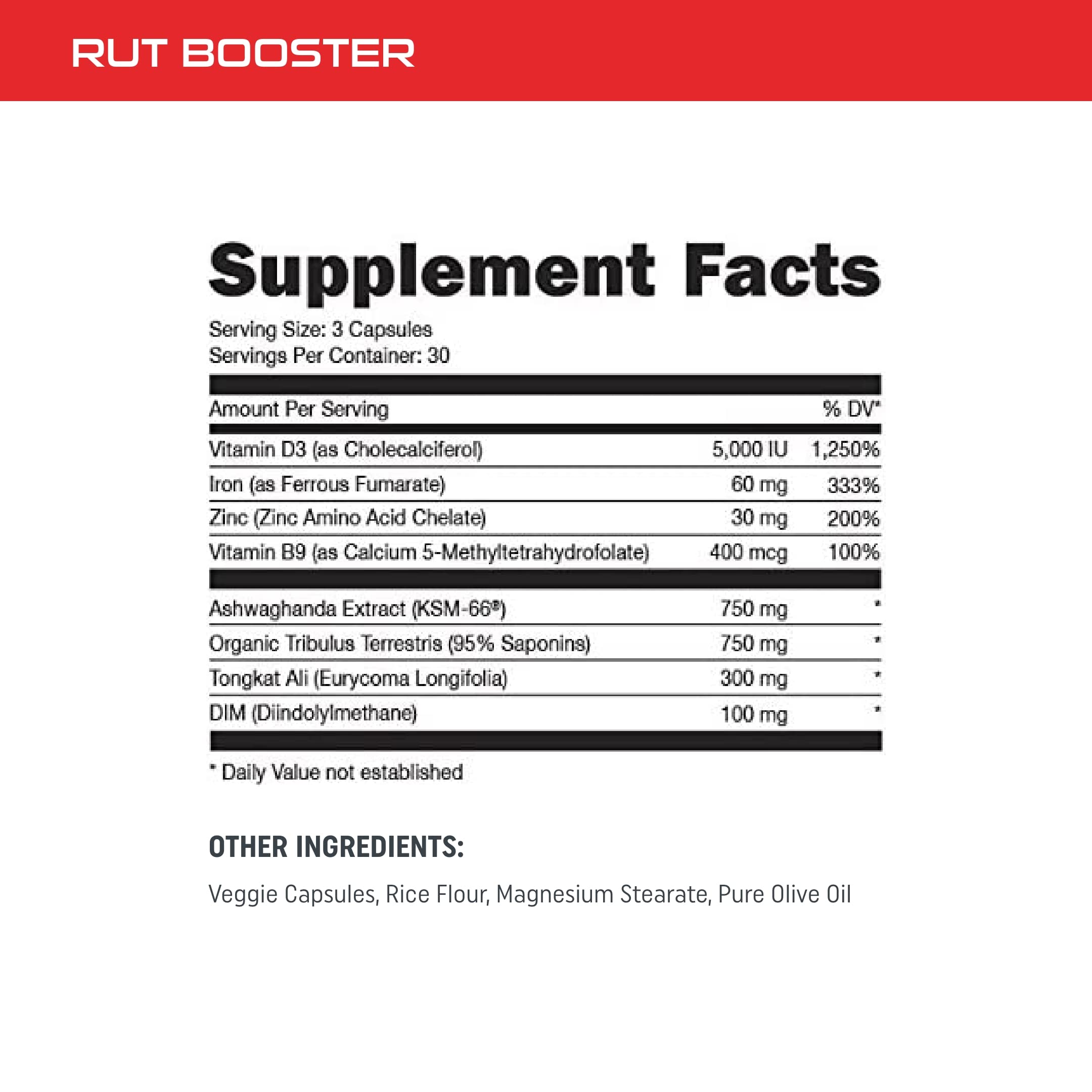Bucked Up RUT - Testo Booster - Best All-Natural Test Formula for Men - Energy, Endurance, Strength, and Stamina Booster - Muscle Composition Aid - Male Supplements (90 Capsules/Pills)