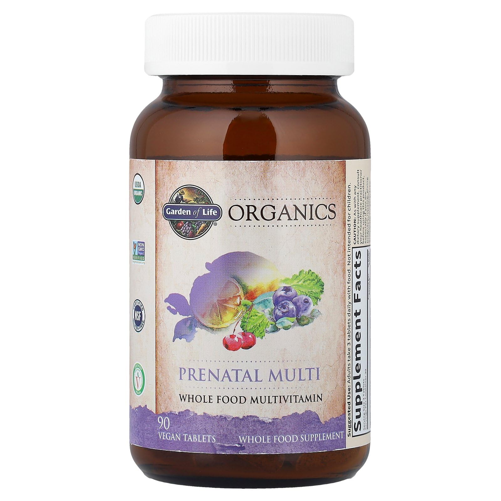Garden of Life Organics Prenatal Multivitamin with Folate, B6, B12, D3 & Iron – Prenatal Vitamins for Women with Energy Metabolism Support for Healthy Fetal Development