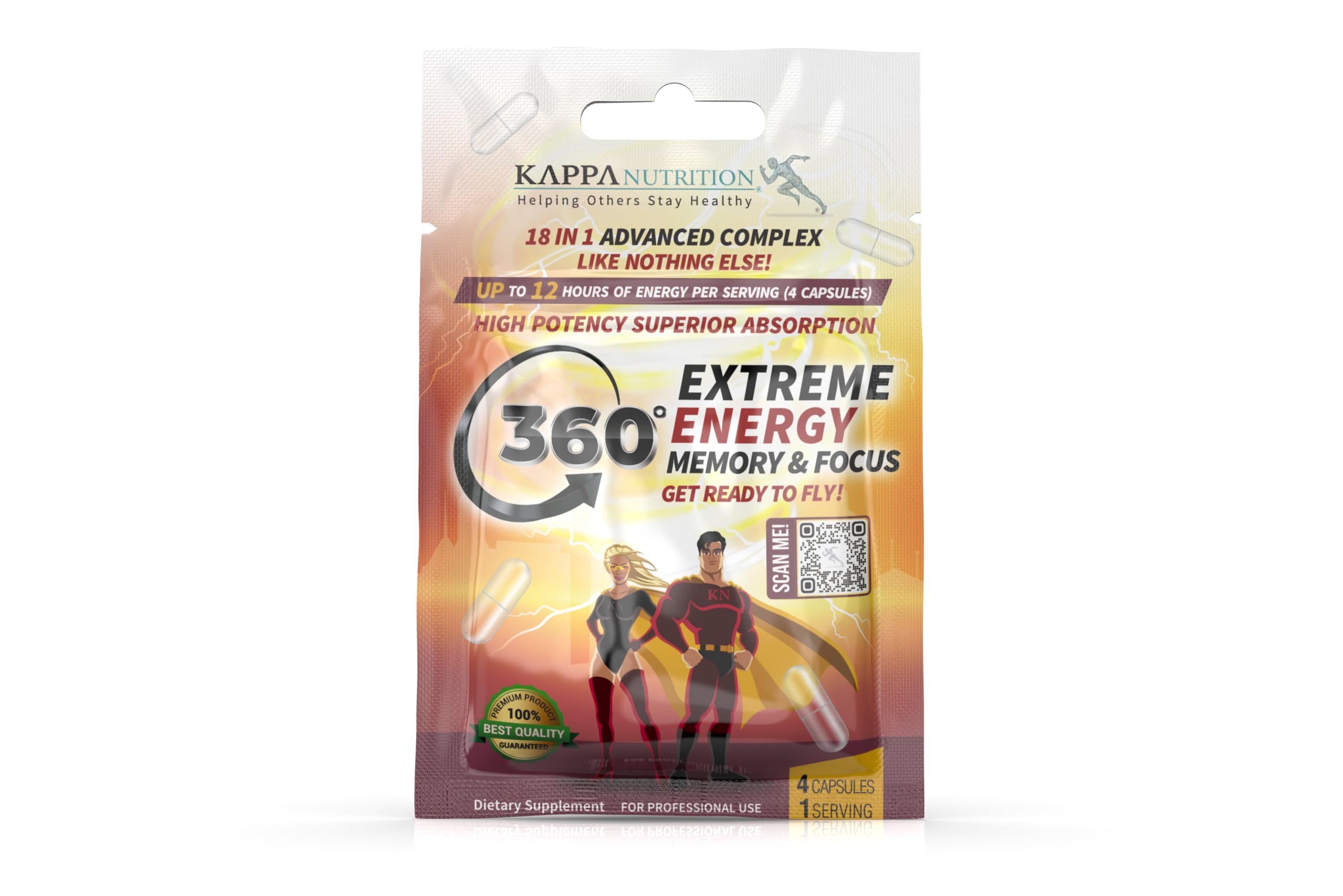 360 Extreme Energy, Memory & Focus (1 Display 20 Sachets (4 Capsules ea) KAPPA NUTRITION Au supplements