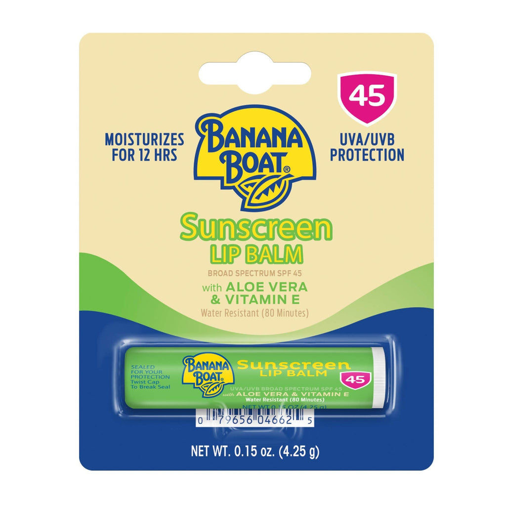 Banana Boat SPF Lip Balm with Aloe Vera & Vitamin E,0.15oz | Beach Essentials,Moisturizing Lip Sunscreen SPF 45