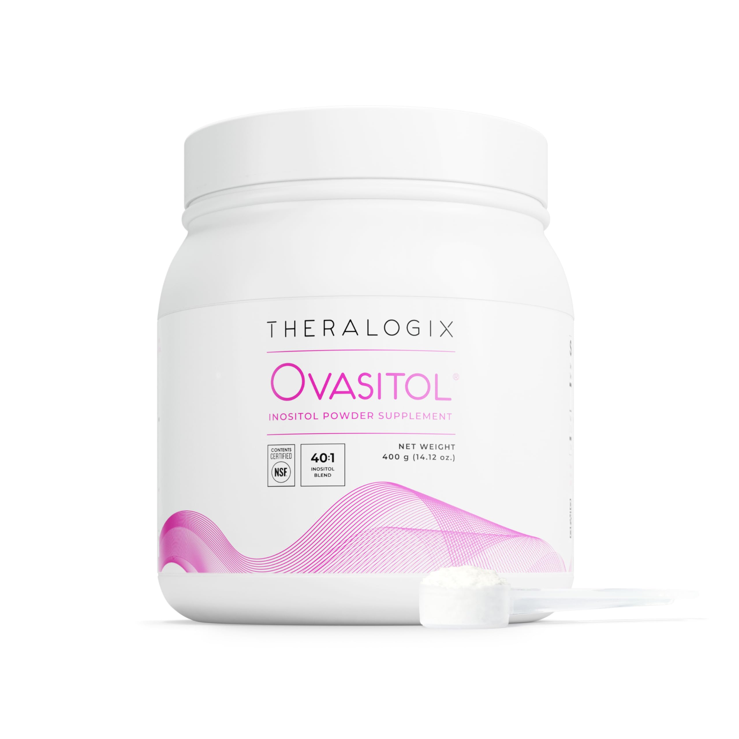 Theralogix Ovasitol Inositol Powder - 90-Day Supply - Myo-Inositol & D-Chiro Inositol for Hormone Balance & Ovarian Function Support - NSF Certified - 400 g (180 Servings)