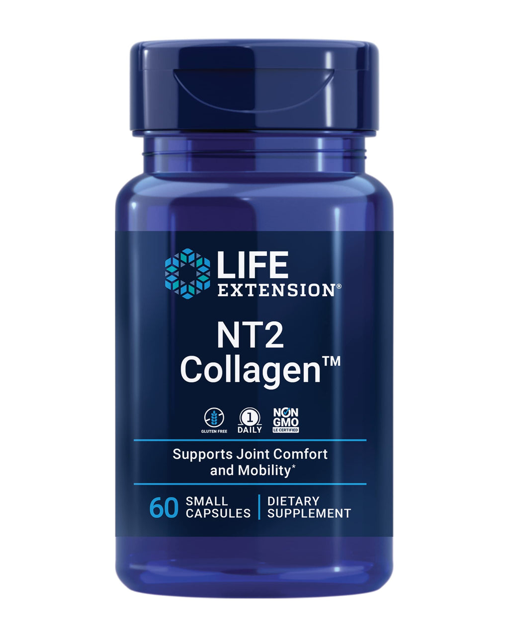 Life Extension NT2 Collagen™, Joint Health Supplement for Joint Comfort & Mobility, Gluten-Free, Non-GMO, 1 Daily, 60 Small Capsules Life Extension Au supplements
