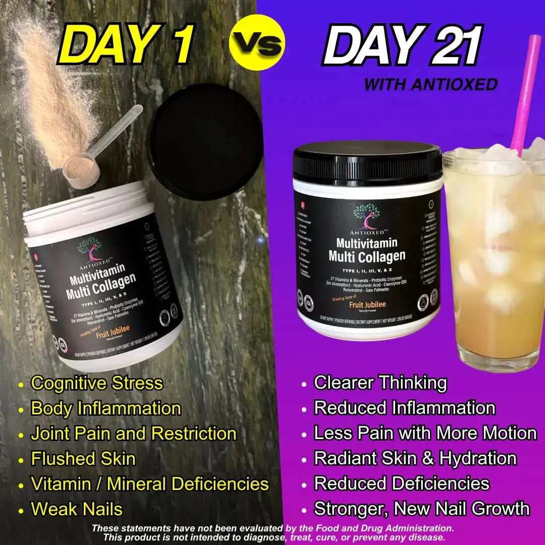 Antioxed Multi Collagen Multivitamin for Women+Men, Keto, Skin, Joint, Cognitive, Heart, Sensual, & Immune Health, Hydrolyzed Peptides, Antioxidants, Probiotics Antioxed Au supplements