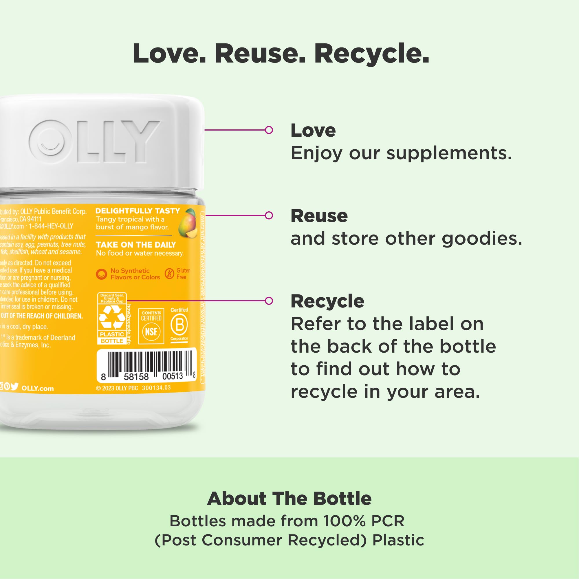 OLLY Probiotic Gummy, Immune and Digestive Support, 1 Billion CFUs, Chewable Probiotic Supplement, Mango, 25 Day Supply - 50 Count OLLY Au supplements
