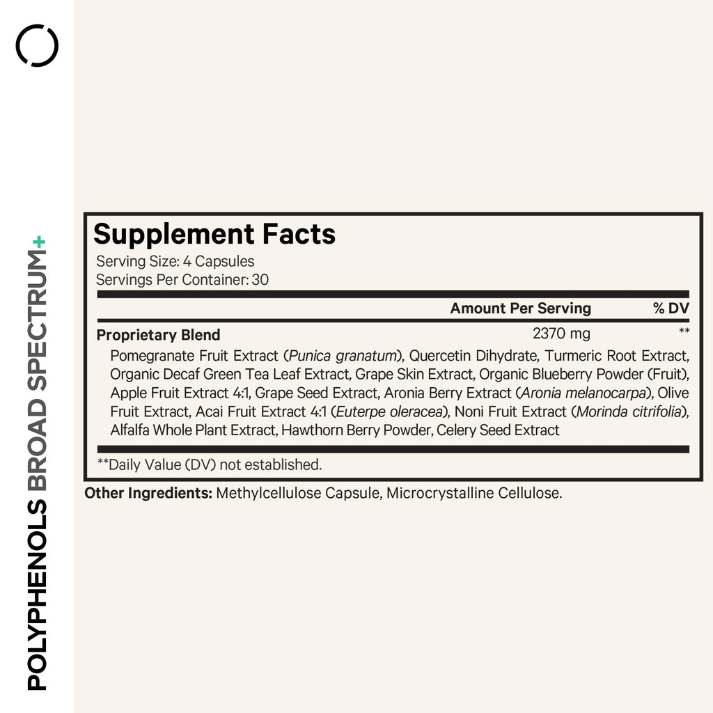 Codeage Polyphenols Broad Spectrum Supplement - Blend of 15 Berries, Fruits, and Botanical Extracts, Decaf Green Tea Leaf, Quercetin, Resveratrol, Pomegranate, Turmeric - Non-GMO - 120 Capsules Codeage Au supplements