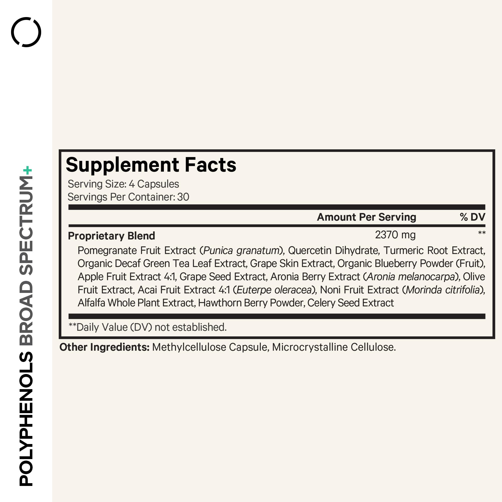 Codeage Polyphenols Broad Spectrum Supplement - Blend of 15 Berries, Fruits, and Botanical Extracts, Decaf Green Tea Leaf, Quercetin, Resveratrol, Pomegranate, Turmeric - Non-GMO - 120 Capsules Codeage Au supplements