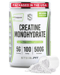 SteelFit Creapure Creatine Monohydrate Powder, Unflavored - German Micronized Creatine Powder for Men & Women - Gym Workout Nutritional Supplements for Muscle Gain