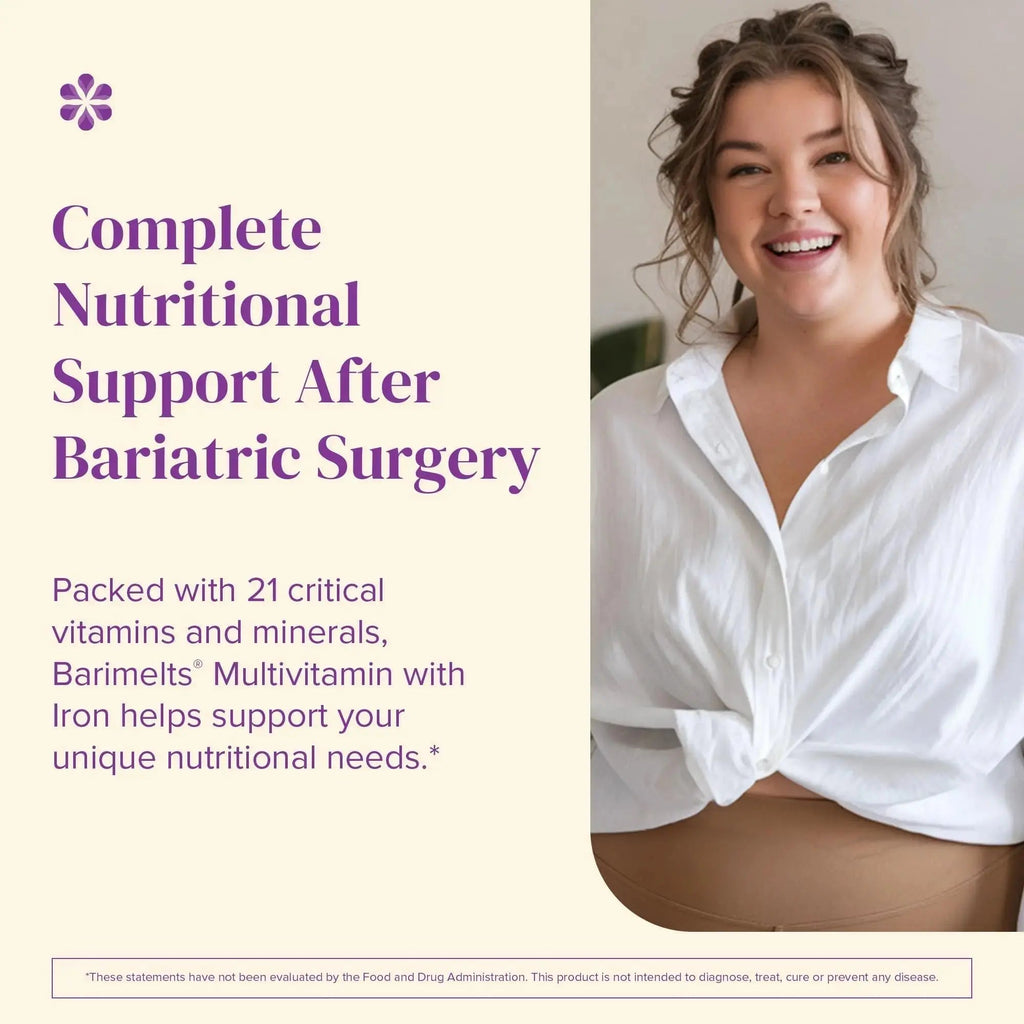 BariMelts Bariatric Multivitamin with Iron, 60 Fast-Dissolving Tablets (1-Month Supply), Sugar-Free Bariatric Vitamins for Women, Natural Fruit Flavor BariMelts Au supplements