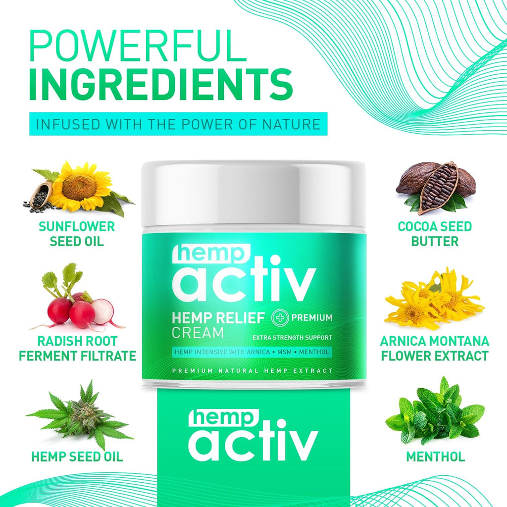 HEMPACTIV Cooling Hemp Cream – Menthol, MSM & Arnica – Fast-Absorbing, Non-Greasy Formula for Muscles & Joints – 4oz Best-Value Size HEMPACTIV Au supplements