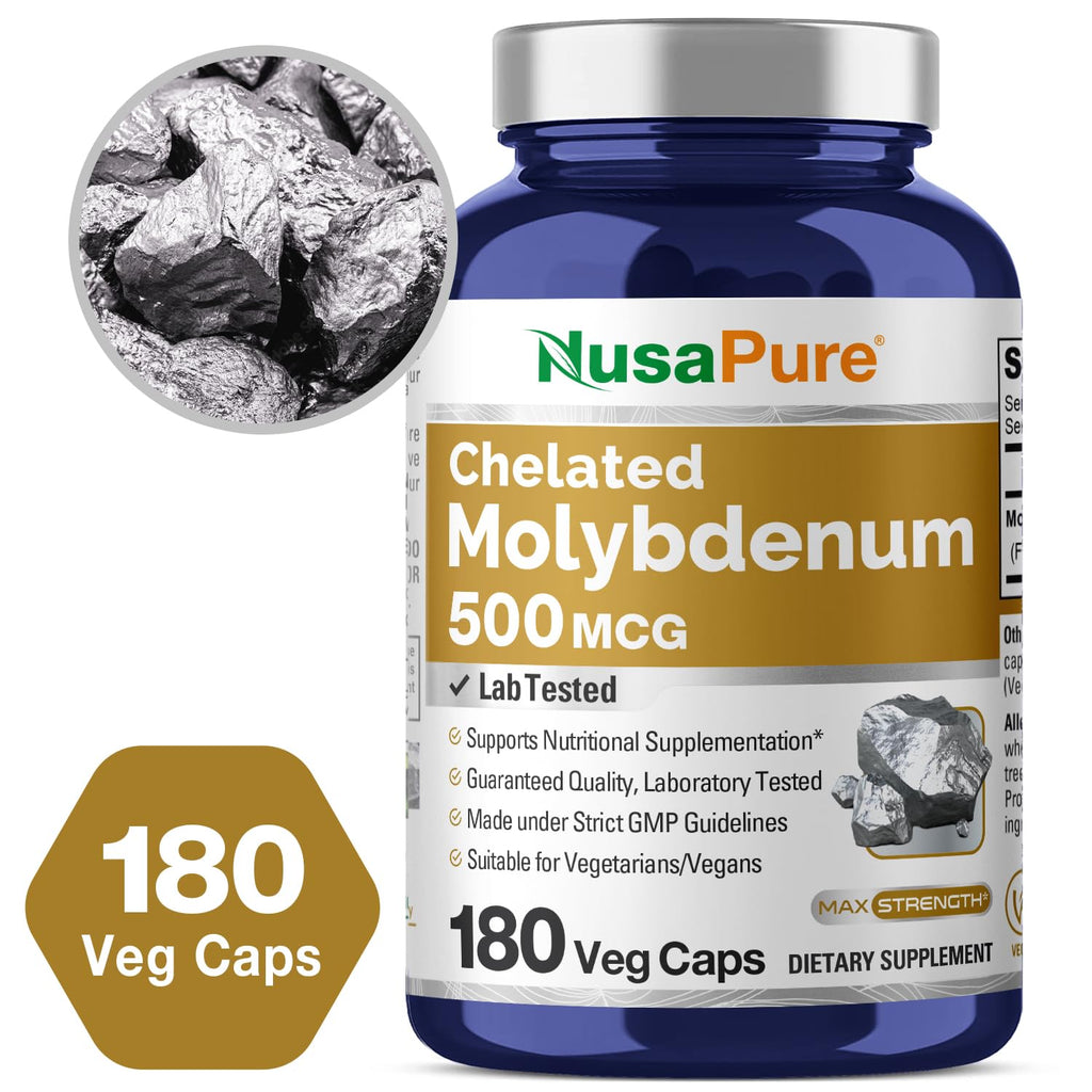 NusaPure Chelated Molybdenum 500 mcg 180 Vegetarian Caps (Vegan, Non-GMO) NusaPure Au supplements