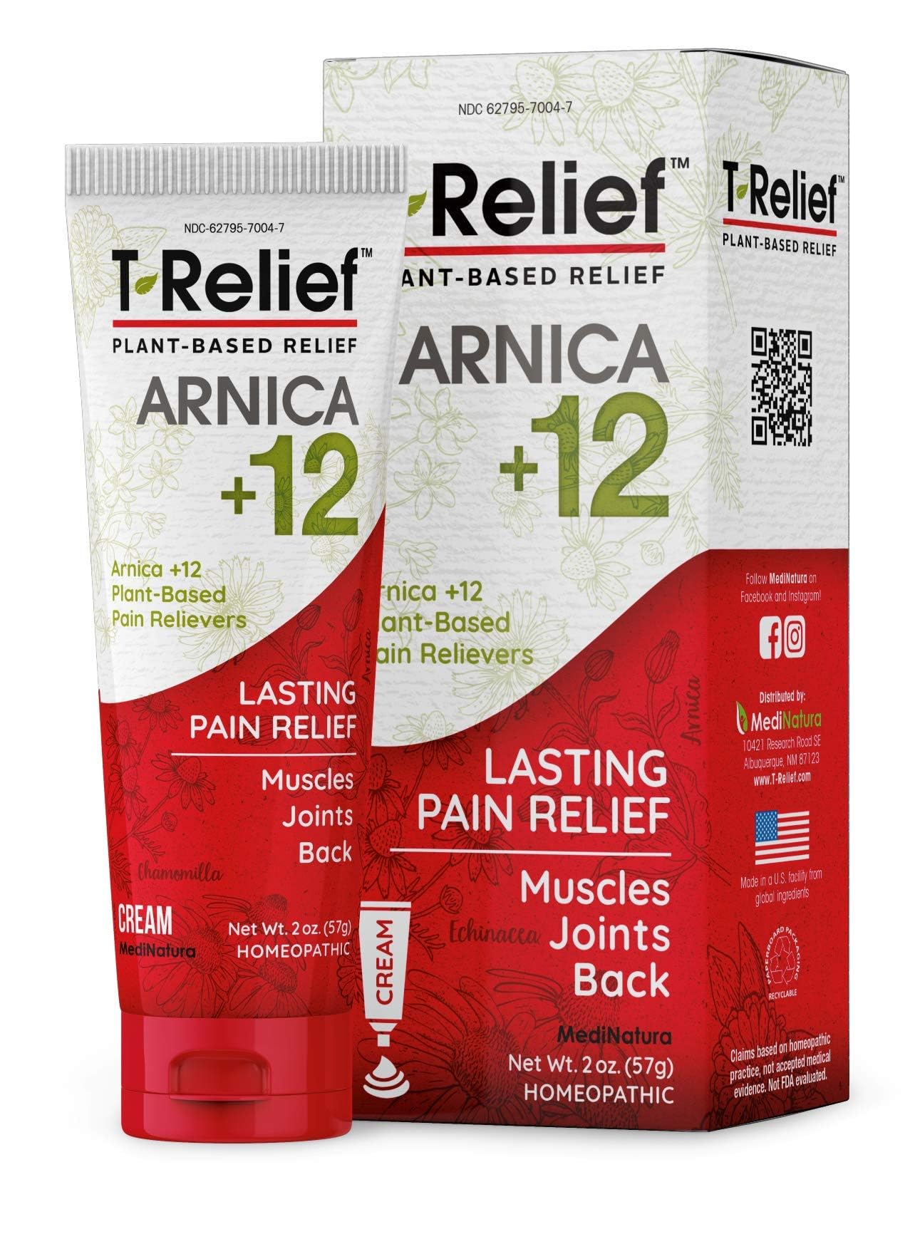 MediNatura T-Relief Extra Strength Discomfort Relief-Naturally-Soothing Cream That Supports Sore Joints-Stiffness & Body Ache Aid-Homeopathic Herbal Rub-Fast-Absorbing & Non-Sticky Lotion - 2 oz MediNatura Au supplements