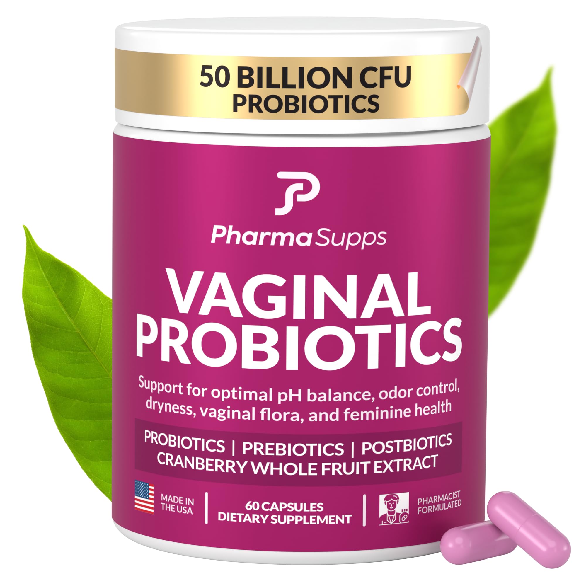 Women’s Probiotic for Vaginal Health | 50 Billion CFU with Probiotics, Prebiotic, Postbiotics & Cranberry for pH Balance, UTI Support, Yeast, Gut Health, Odor, Dryness & Feminine Comfort PharmaSupps Au supplements