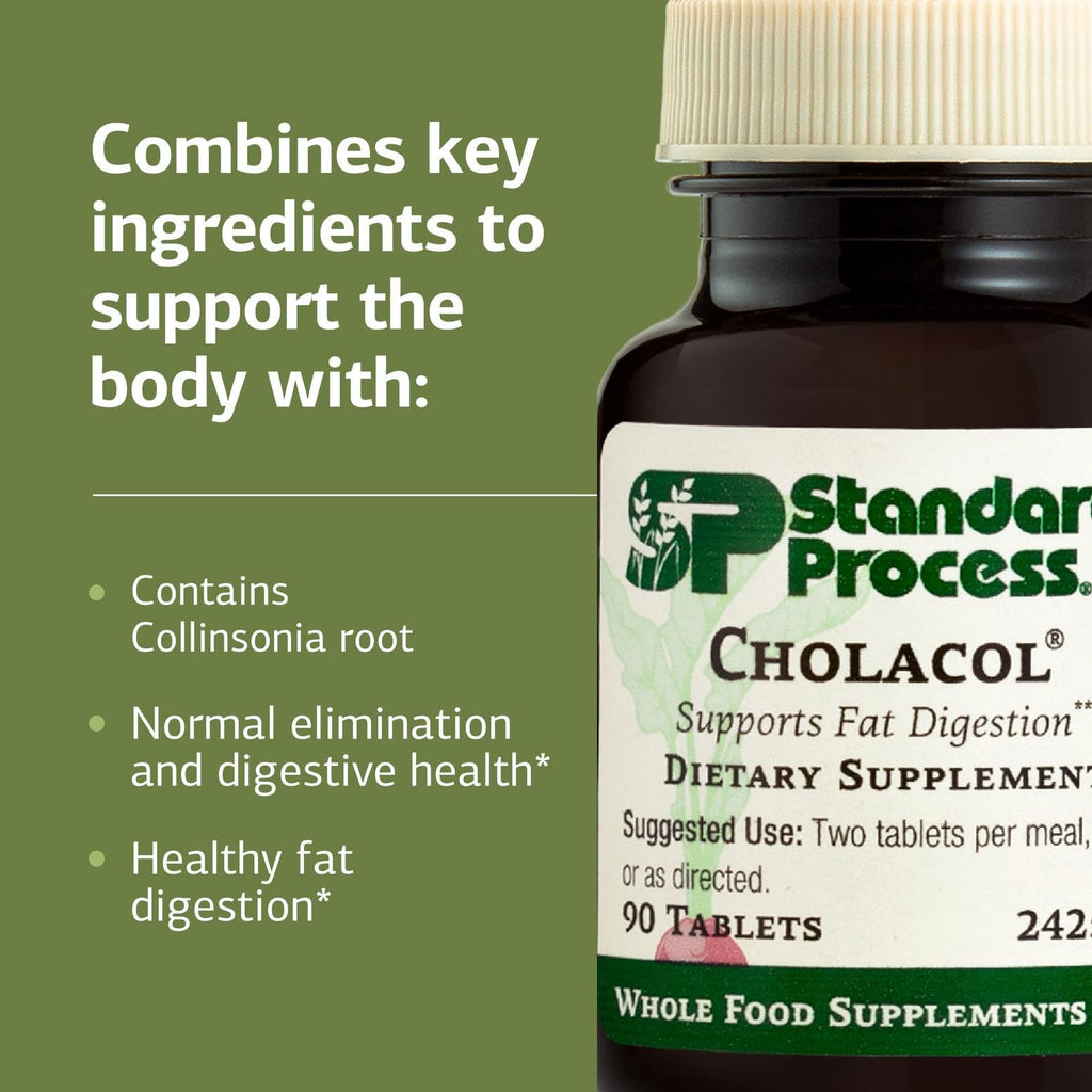 Standard Process Inc. Cholacol - Gallbladder Support Supplement - Fat Digestion Supplement for Digestive Health & Bile Support