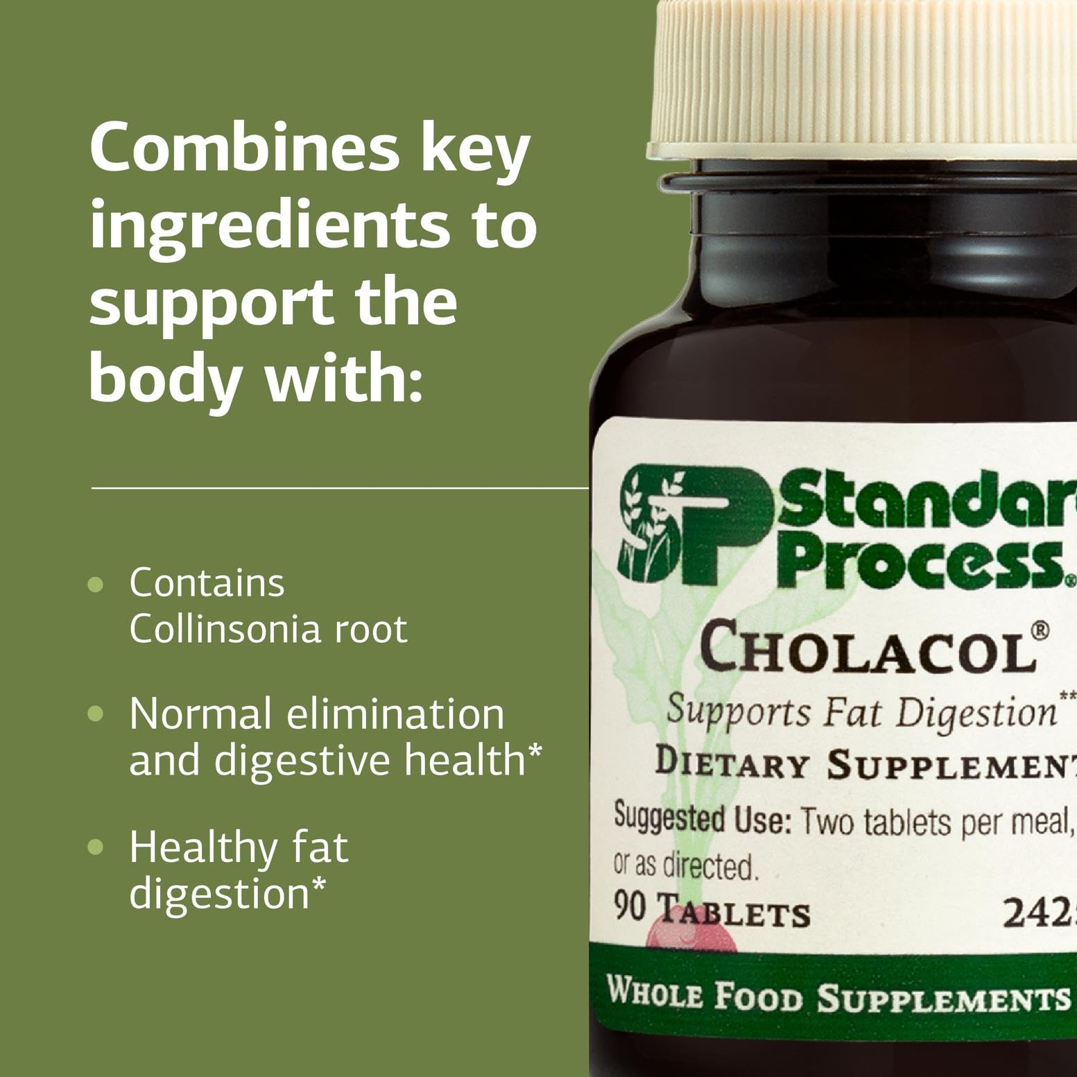 Standard Process Inc. Cholacol - Gallbladder Support Supplement - Fat Digestion Supplement for Digestive Health & Bile Support