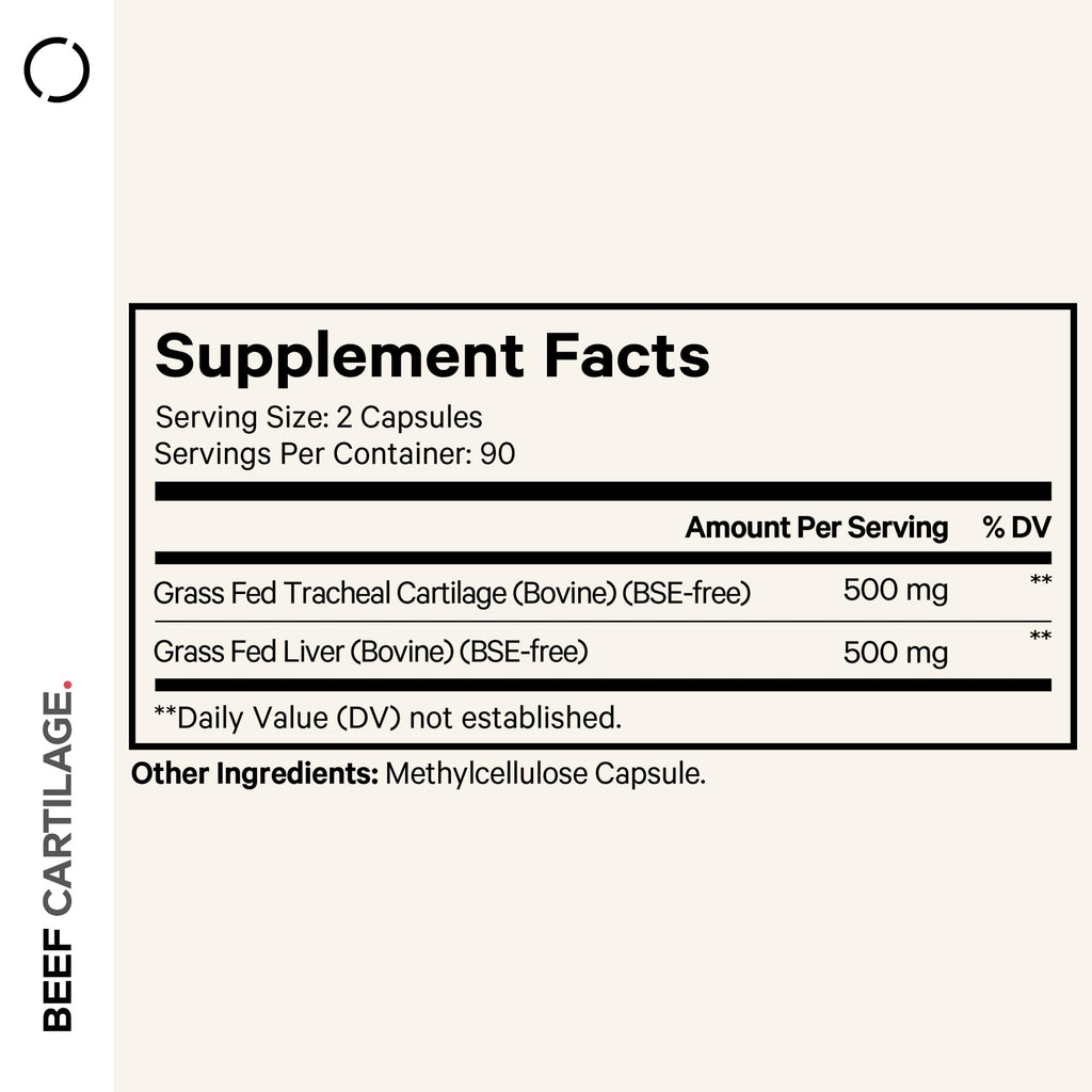 Codeage Grass Fed Beef Cartilage Supplement - Freeze Dried, Non-Defatted, Desiccated Beef Tracheal Bovine Cartilage & Liver Pills – Pasture Raised Argentina Beef Vitamins - Non-GMO -180 Capsules Codeage Au supplements