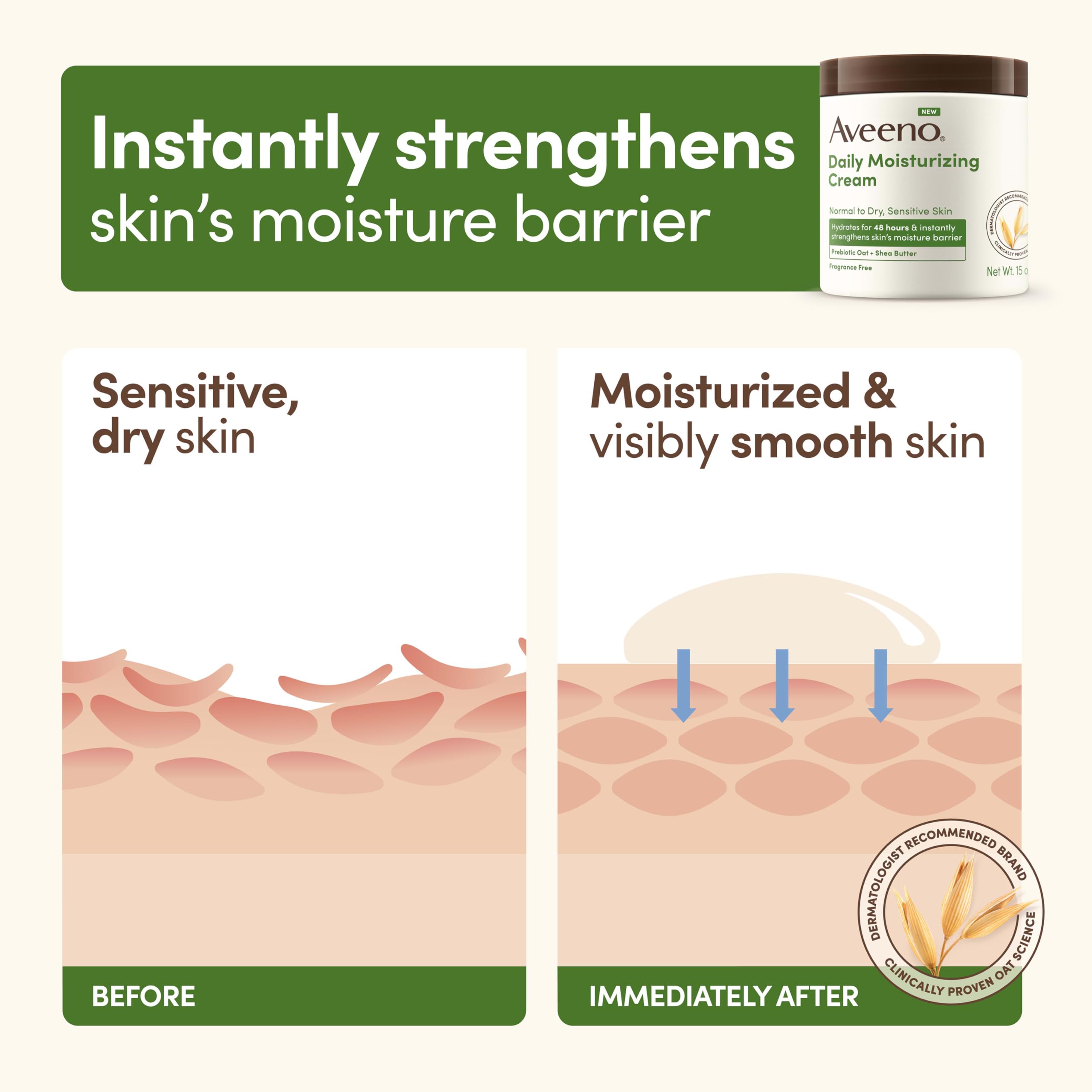 Aveeno Daily Moisturizing Cream with Prebiotic Oat & Shea Butter for Body, Face & Hands Moisturizer Cream