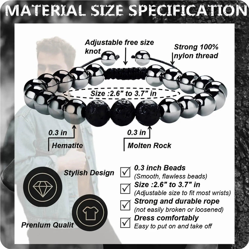 RENZHI-Magnetic Hematite Bracelet–Beaded Magnetic Bracelets for Men and Women RENZHI Au supplements