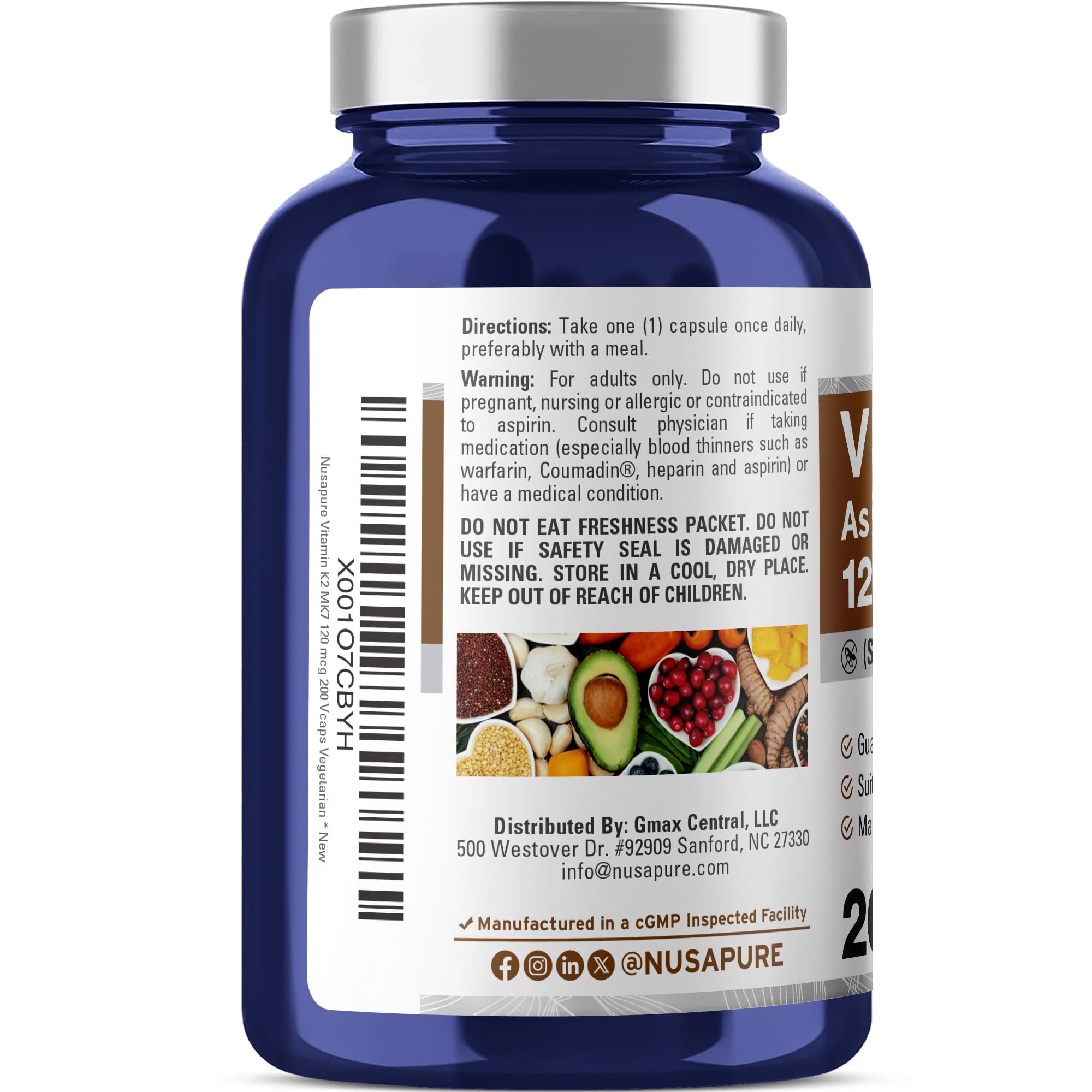 NusaPure Vitamin K2 MK7 120 mcg 200 Veggie Caps (Soy Free, Non-GMO, Vegan) NusaPure Au supplements