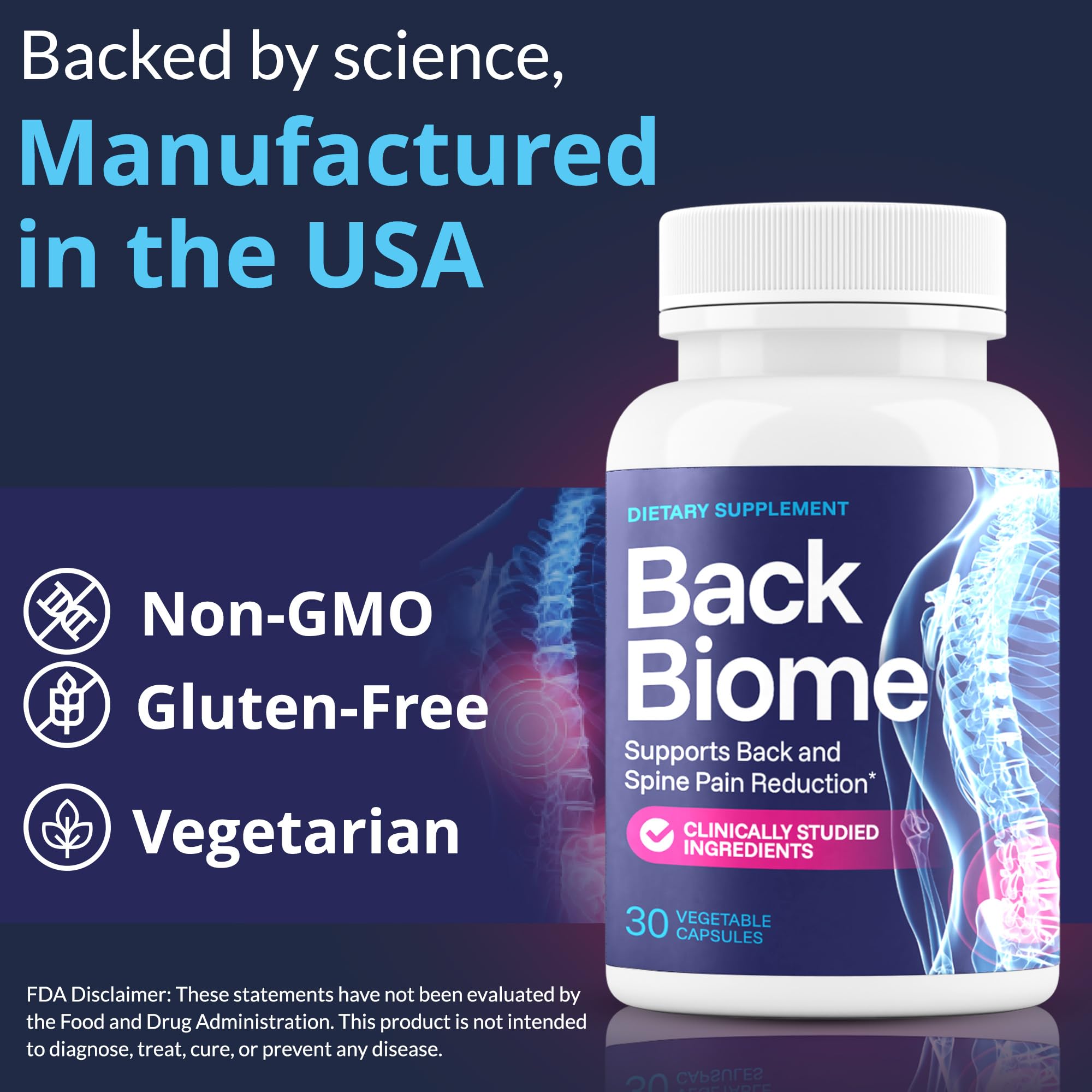 BackBiome – Advanced 7-Strain Probiotic Formula for Gut & Back Health – Supports Digestive Balance, Promotes Spinal Comfort – Non-GMO, Vegan, 30 Capsules BackBiome Au supplements