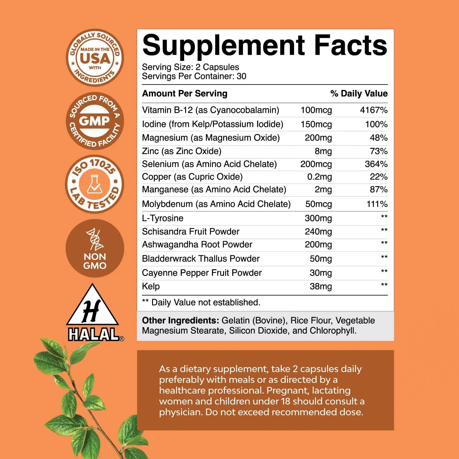Herbal Thyroid Support Complex - Iodine Thyroid Supplement with L Tyrosine Bladderwrack Natures Craft Au supplements