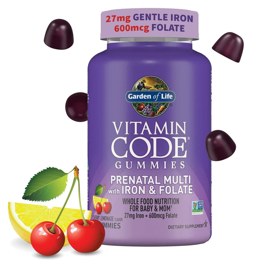 Essential Prenatal Gummy Vitamins for Women with Iron: Folate, Biotin, D3 & B12 + Probiotics for Digestion, Vitamin Code Multivitamin Garden of Life Au supplements