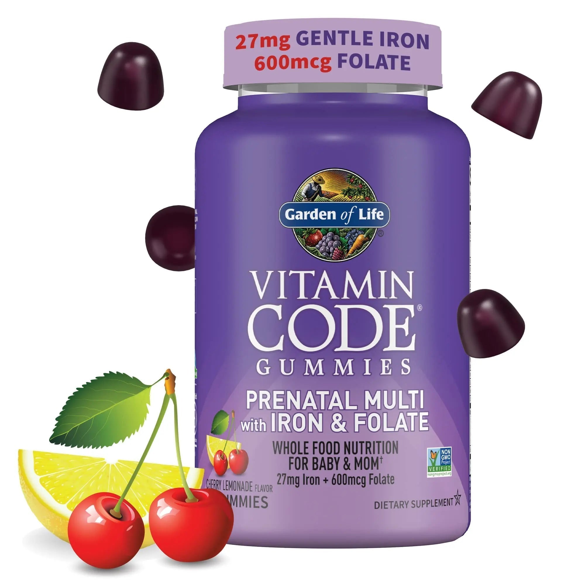 Essential Prenatal Gummy Vitamins for Women with Iron: Folate, Biotin, D3 & B12 + Probiotics for Digestion, Vitamin Code Multivitamin Garden of Life Au supplements