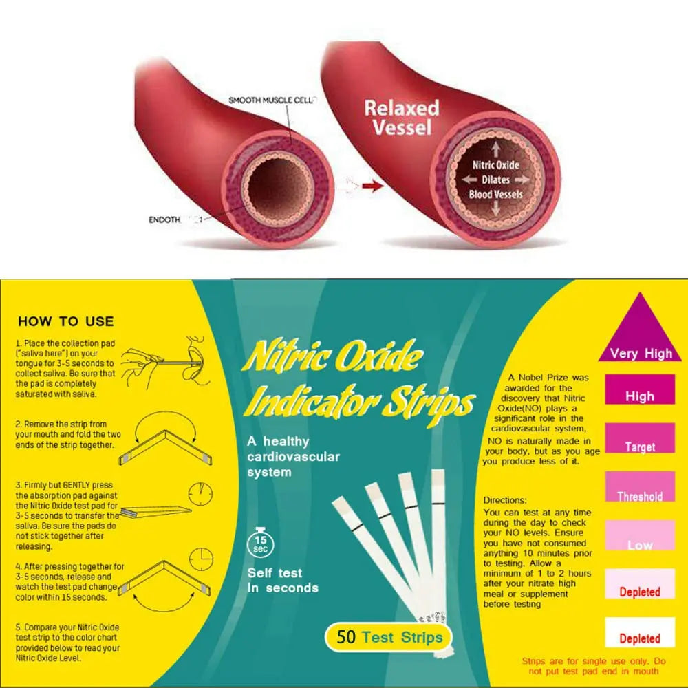 Nitric Oxide Test Strips [50strips]- Nitric Oxide Indicator Strips Work by Measuring The TONNYLAB Au supplements