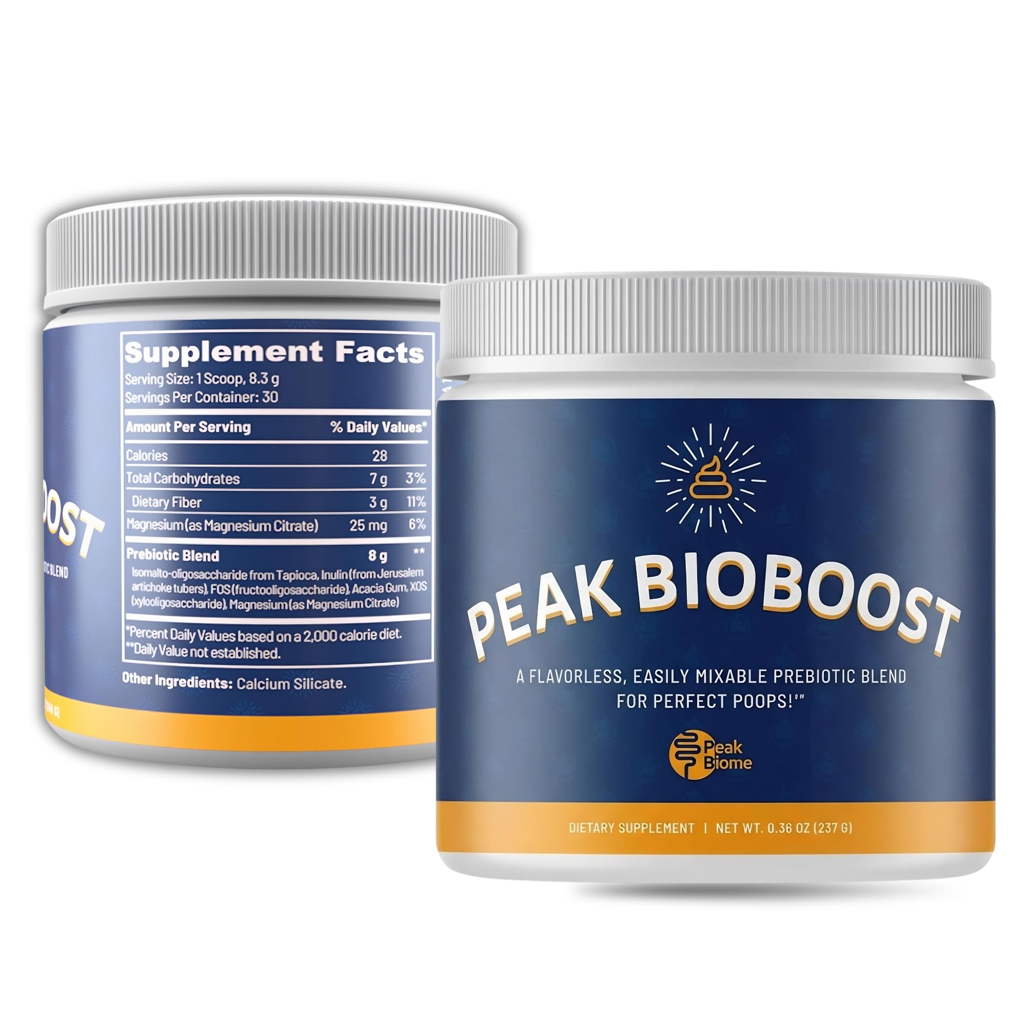 Peak Biome Peak BioBoost - Prebiotic Fiber Supplement - Flavorless Digestive Nutritional Supplements - Easy to Dissolve Prebiotic Powder - No Gluten, Soy or Dairy