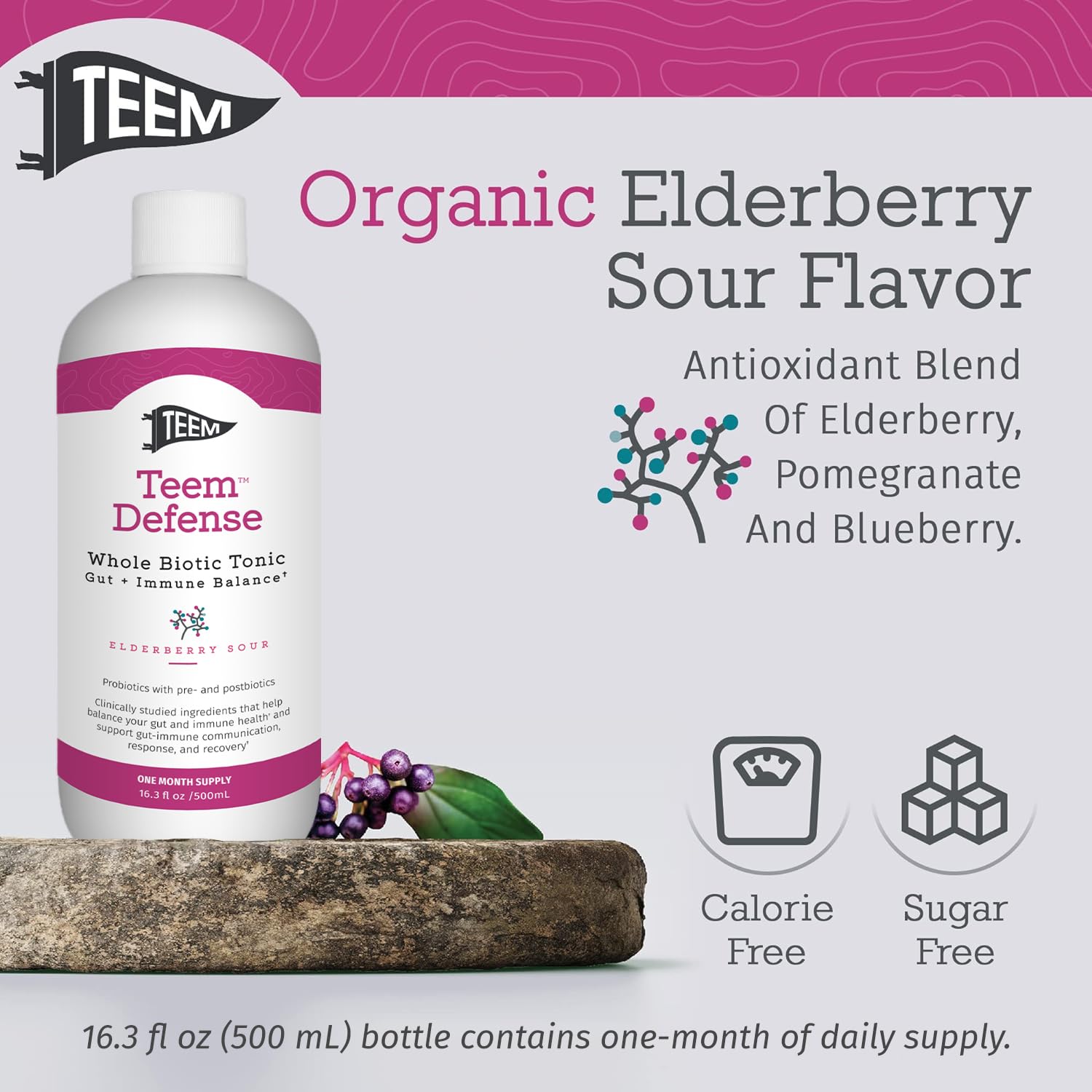 Teem Defense Liquid Probiotic with Elderberry, Whole Biotic Tonic for Digestion & Immunity, Prebiotic Probiotic & Postbiotic Supplement for Kids and Adults, 30 Day Supply – 16.3 Fl.Oz Teem Au supplements