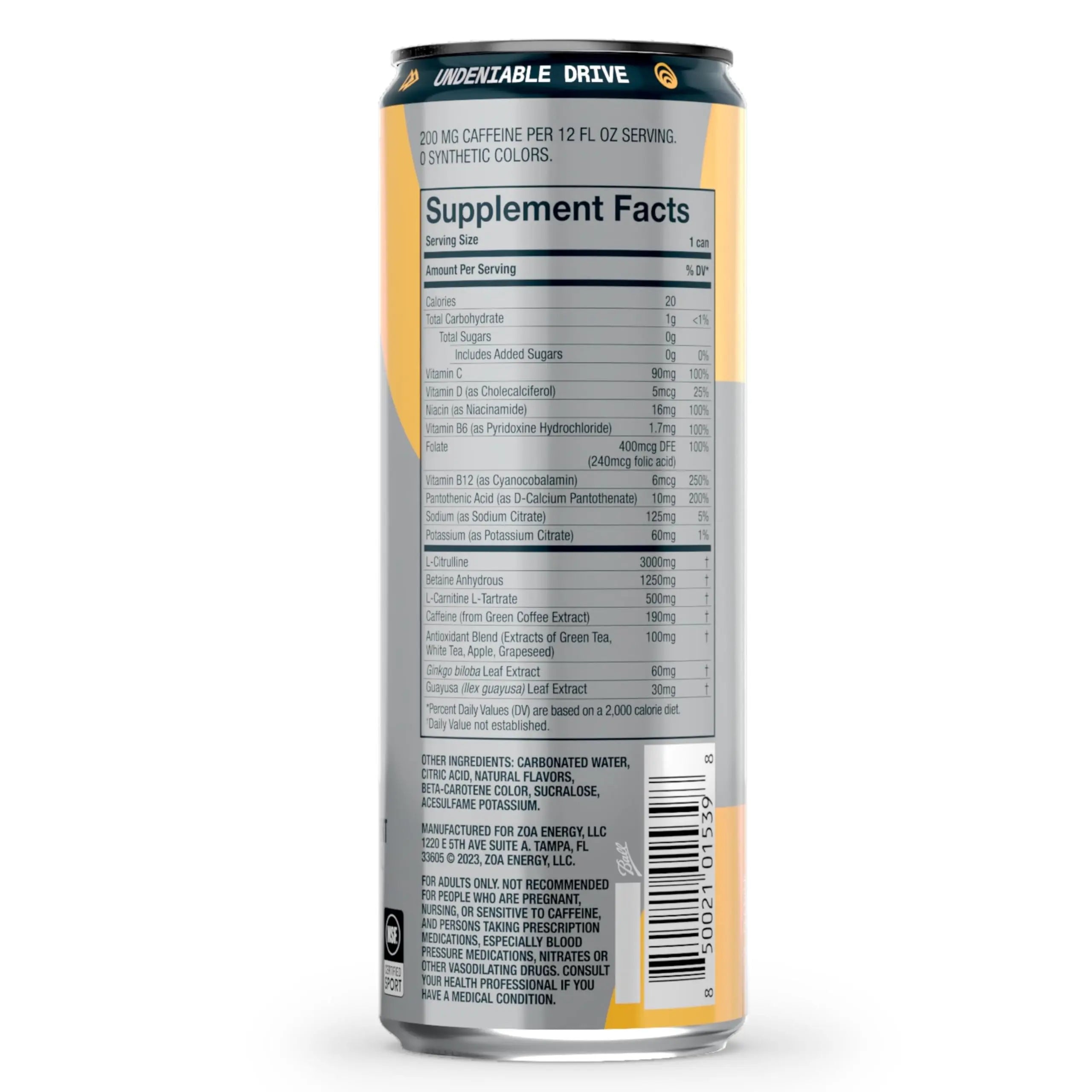 ZOA+ Pre-Workout Sugar-Free Energy Drink, Pineapple Passionfruit - Zero Sugar ZOA Au supplements