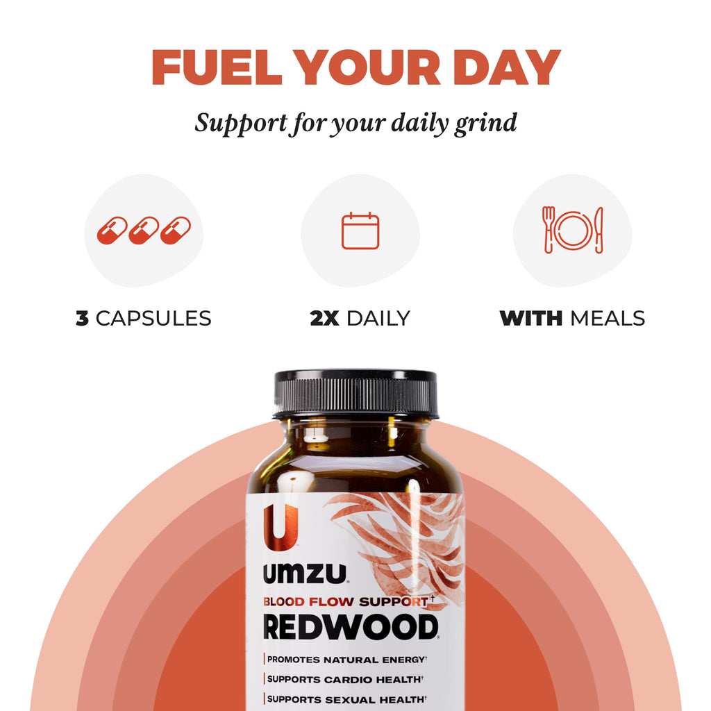 UMZU Redwood Nitric Oxide Booster, (30 Day Supply) – Vitamin C, Garlic & Horse Chestnut – Healthy Circulation & Endurance – Daily Cardiovascular Support Nitric Oxide