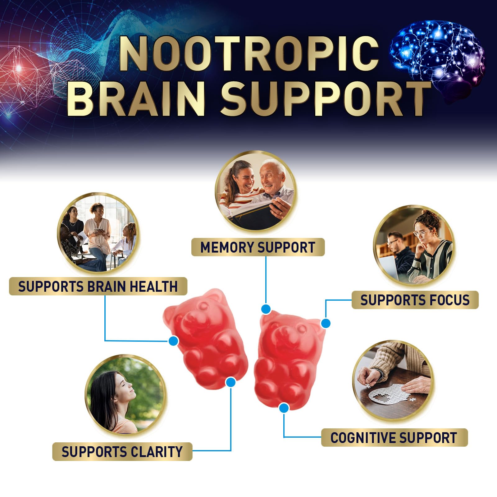 Brain Supplements for Memory and Focus with Phosphatidylserine, Nootropic Memory Supplement Gummy for Brain Health, Concentration, Mental & Cognitive Support, Focus Vitamins with B6 & B12-60 Gummies Nature's Nutrition Au supplements