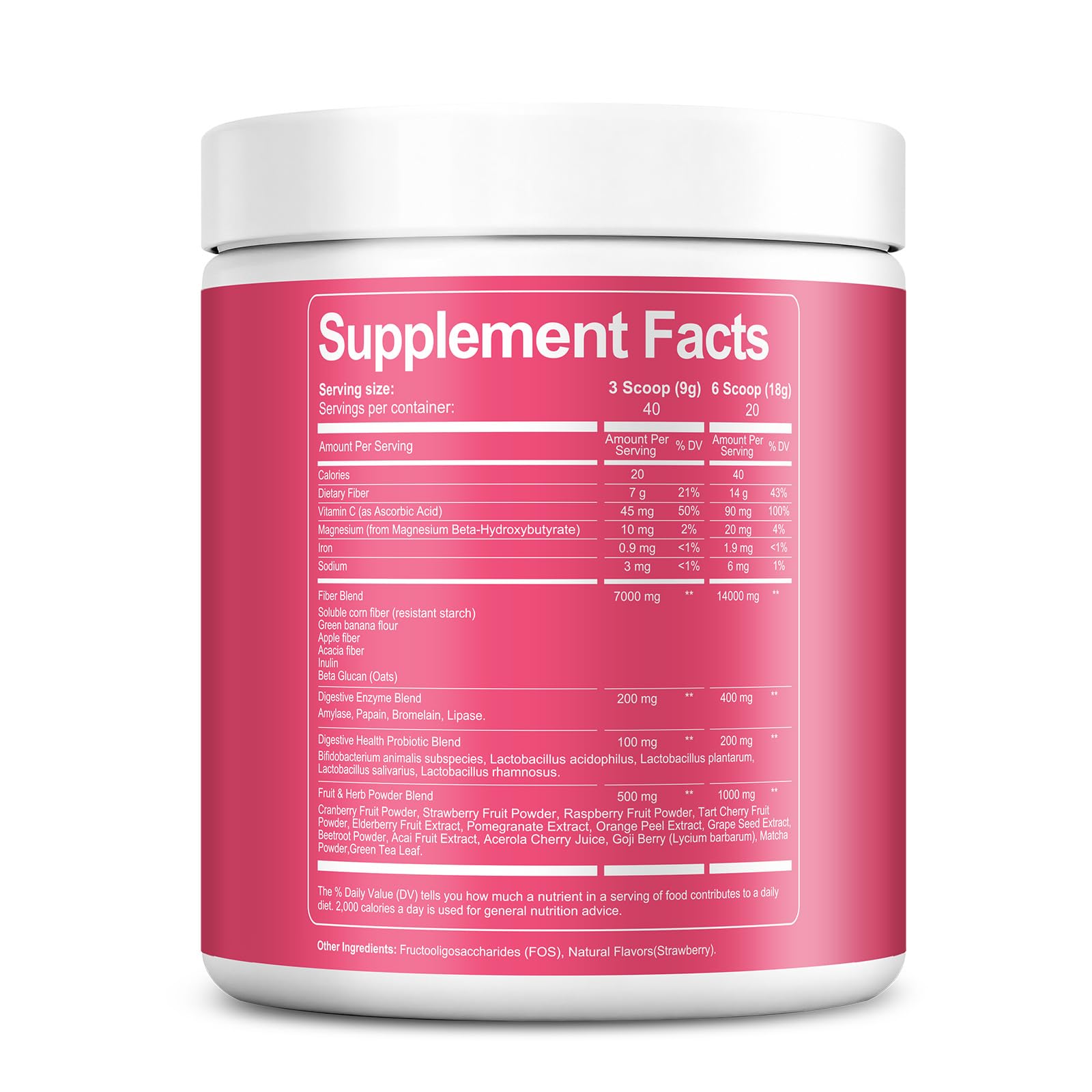 Migcopat Superfood Fiber Powder with Probiotics, Prebiotics, Digestive Enzymes, Vitamin C, Inulin, Magnesium, 14G Fiber Supplement for Digestive Support & Skin Health