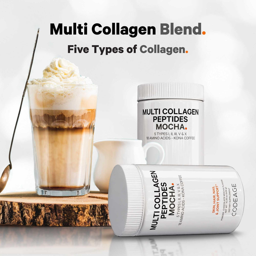 Codeage Multi Collagen Peptides Protein Powder - Chocolate Mocha Instant Coffee - Gourmet Knoa Coffee Drink & Shake - Collagen Type I, II, III, V & X - Grass-Fed, Hydrolyzed, Non-GMO - 14.39oz Codeage Au supplements