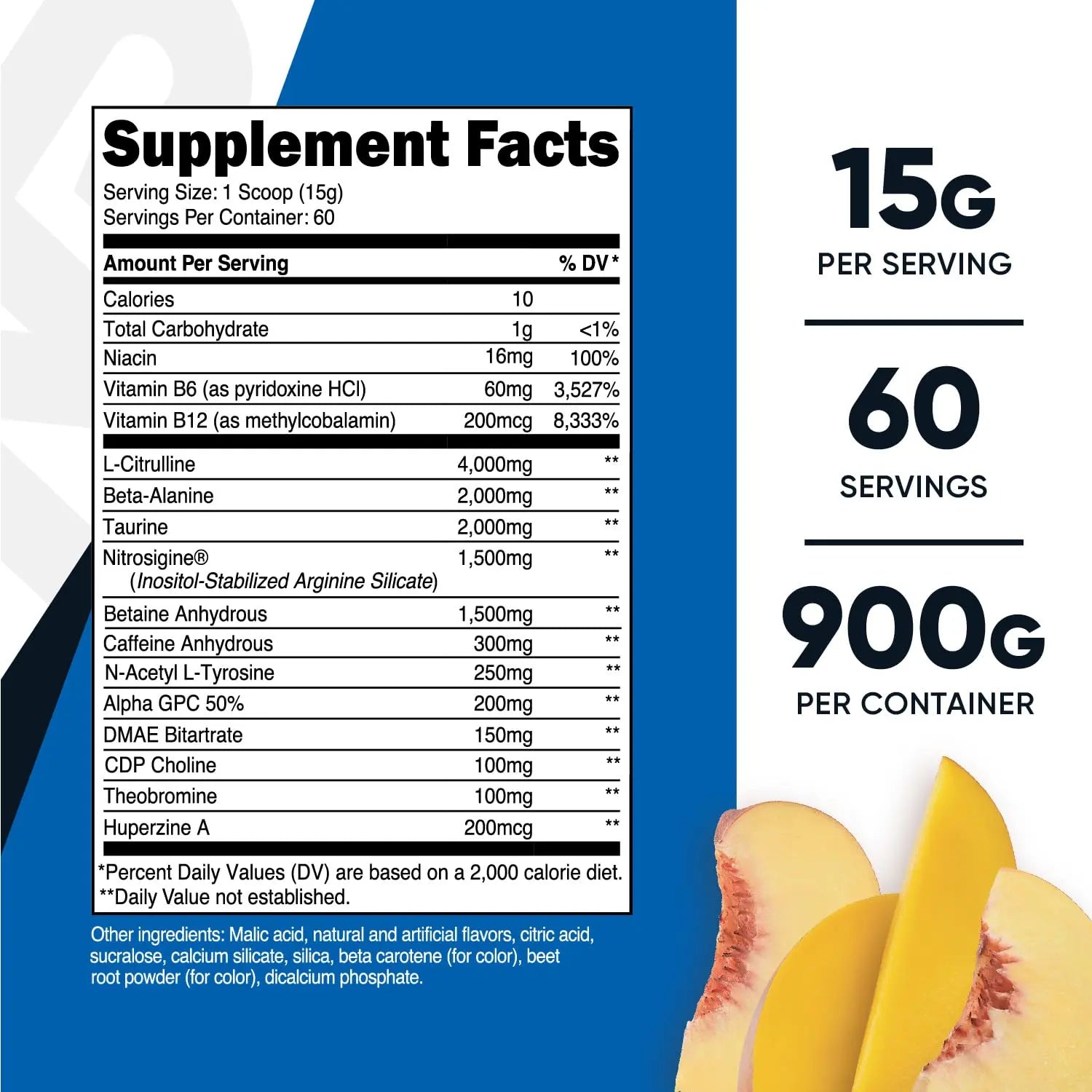 Nutricost Pre-X Xtreme PreWorkout Powder Complex, Peach Mango, 60 Servings, Vegetarian Nutricost Au supplements