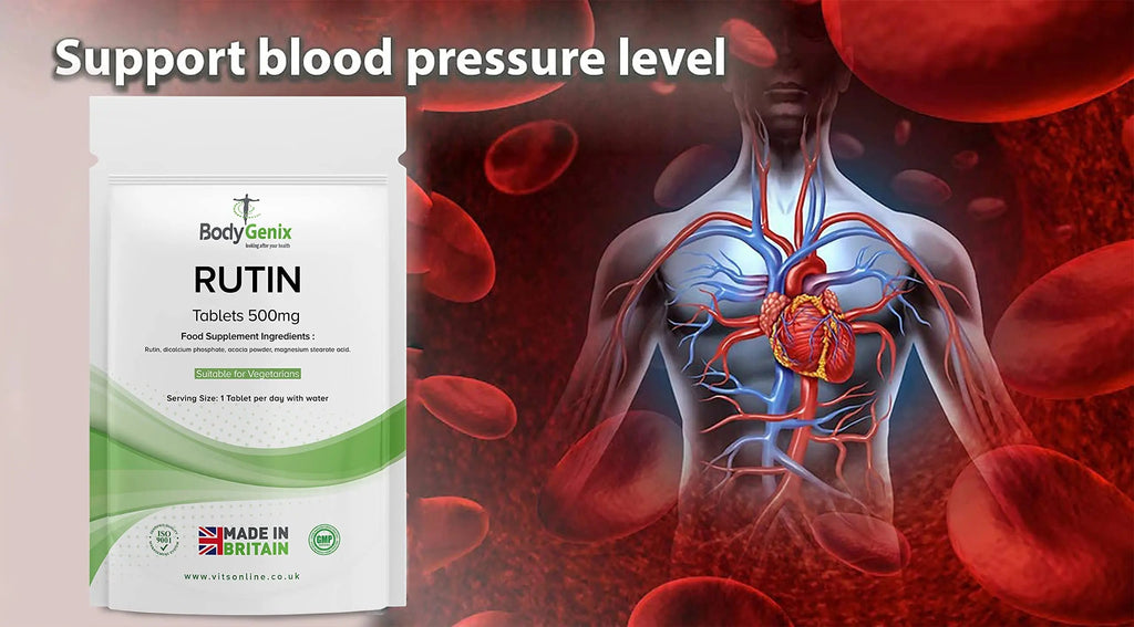 Bodygenix Rutin 500mg Tablets CAPILLARIES, VARICOSE Veins, Hemorrhoids Veg Friendly Bodygenix Au supplements