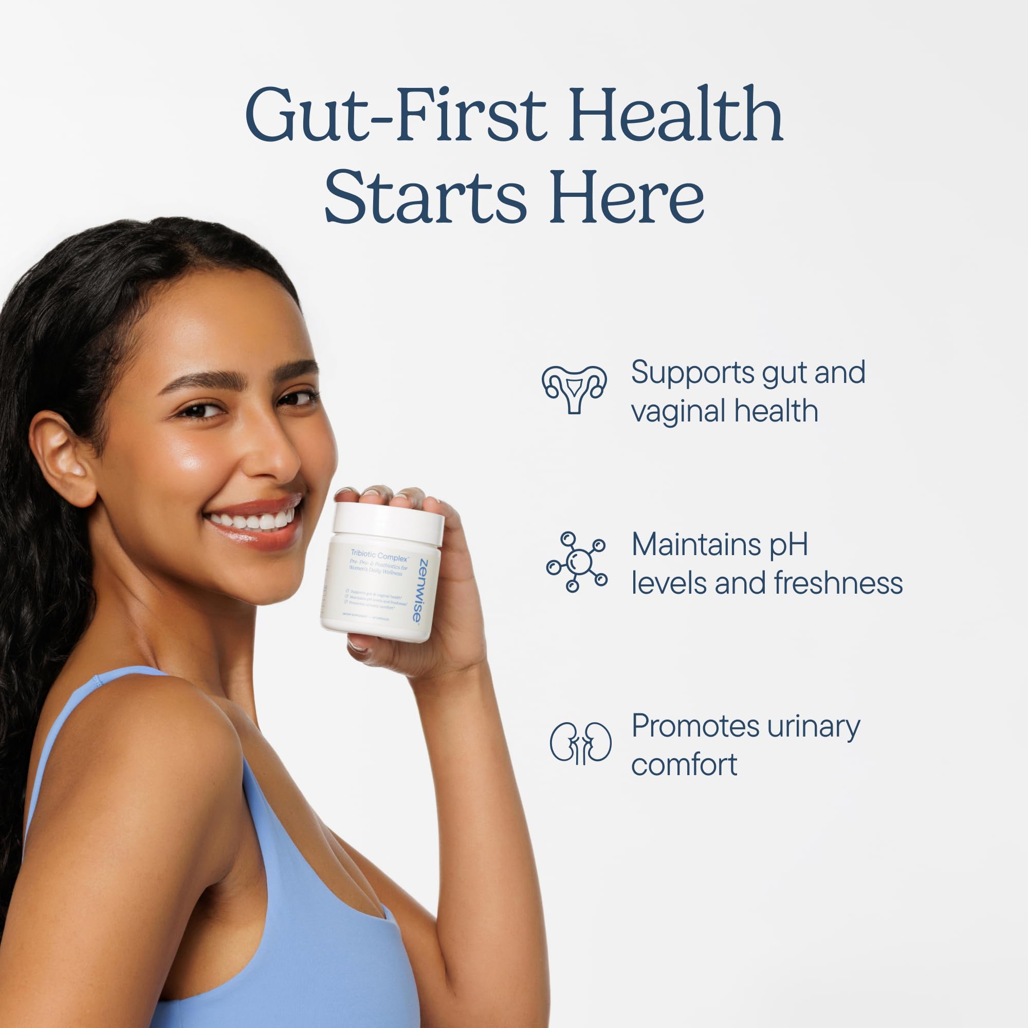 Zenwise Health Womens Triobiotic Complex Supplement for Digestive, Gut Flora & Vaginal Health - Daily Probiotics for Women with Digestive Supports